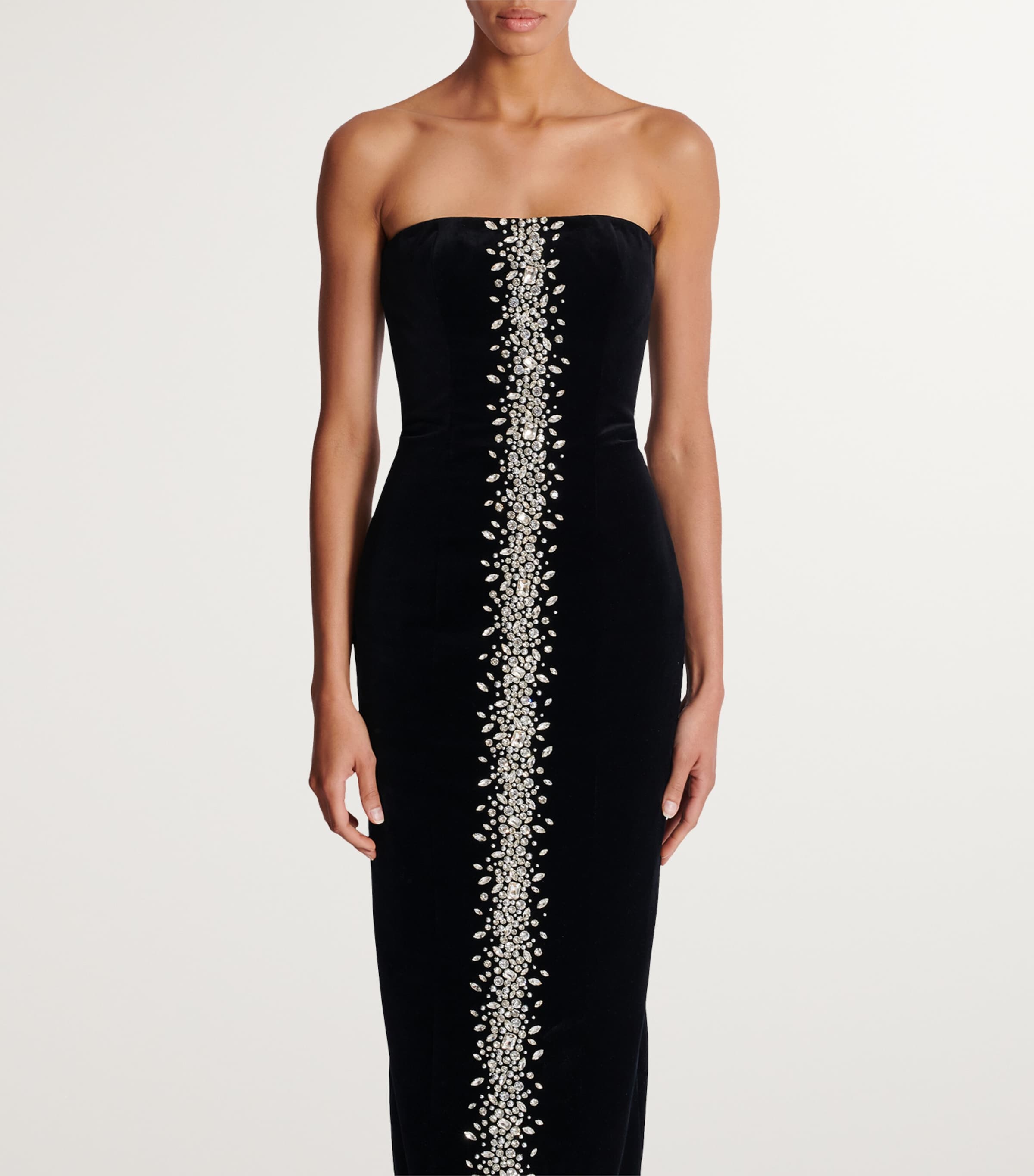 Embroidered-Velvet Maxi Dress EAW NOIR/CRISTAL Image 2