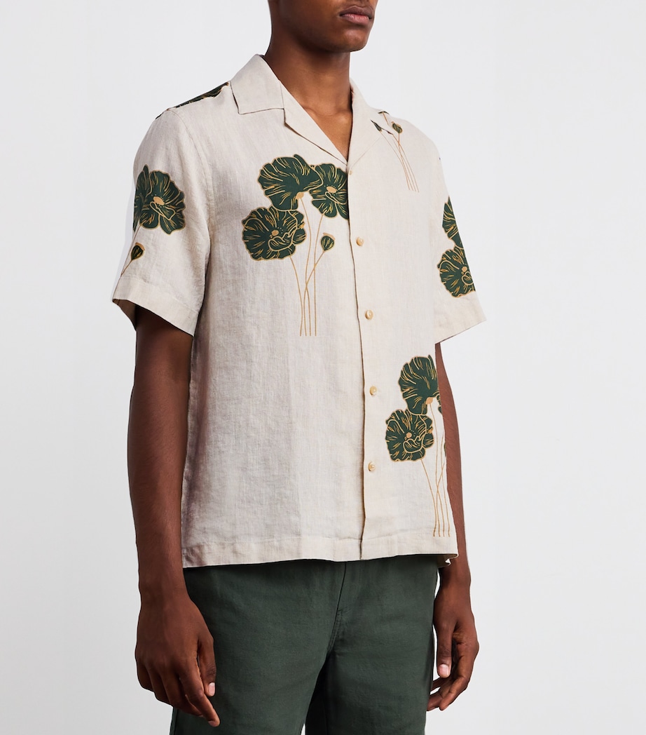 Linen Floral Roberto Shirt 884 ECRU EVERGREEN Image 3