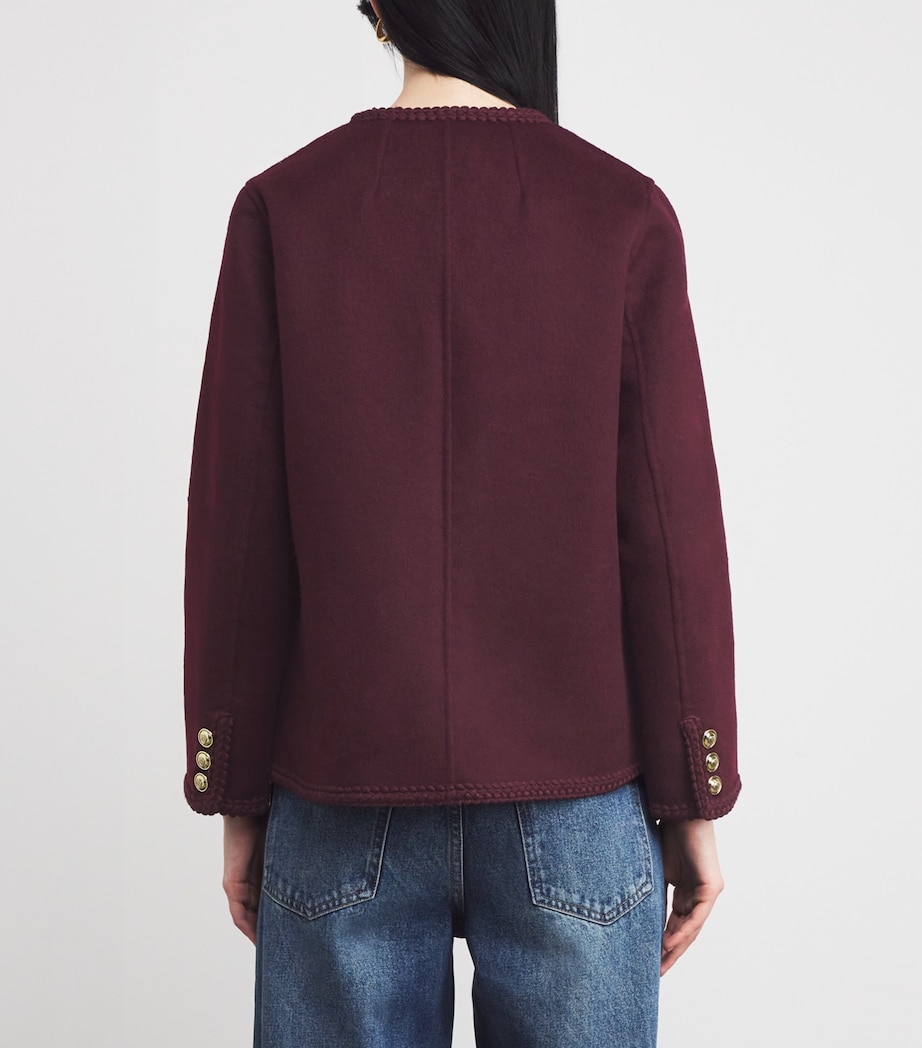 Wool-Blend Braid-Trim Jacket BORDEAUX Image 4