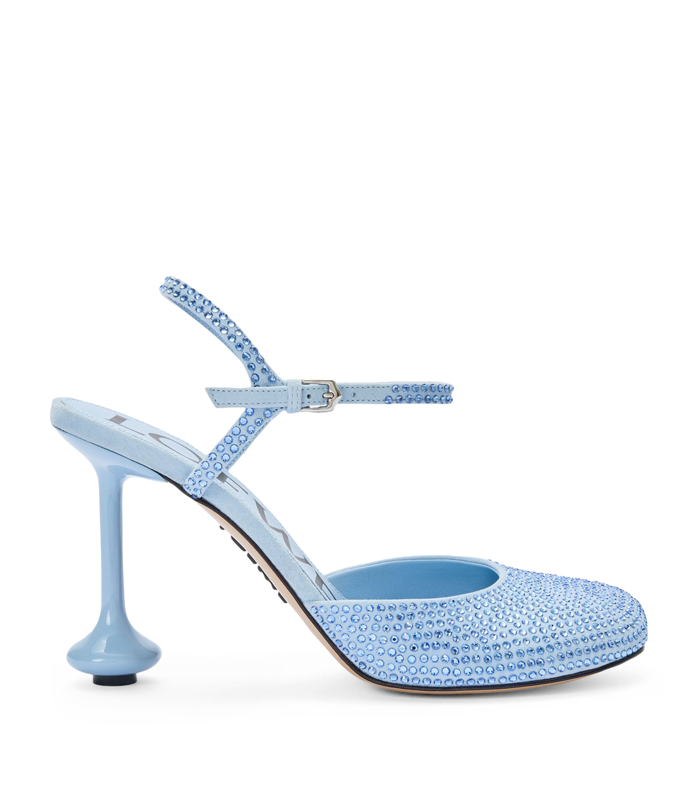 Loewe 90mm Toy Crystal-embellished Ankle-strap Pumps In Blue