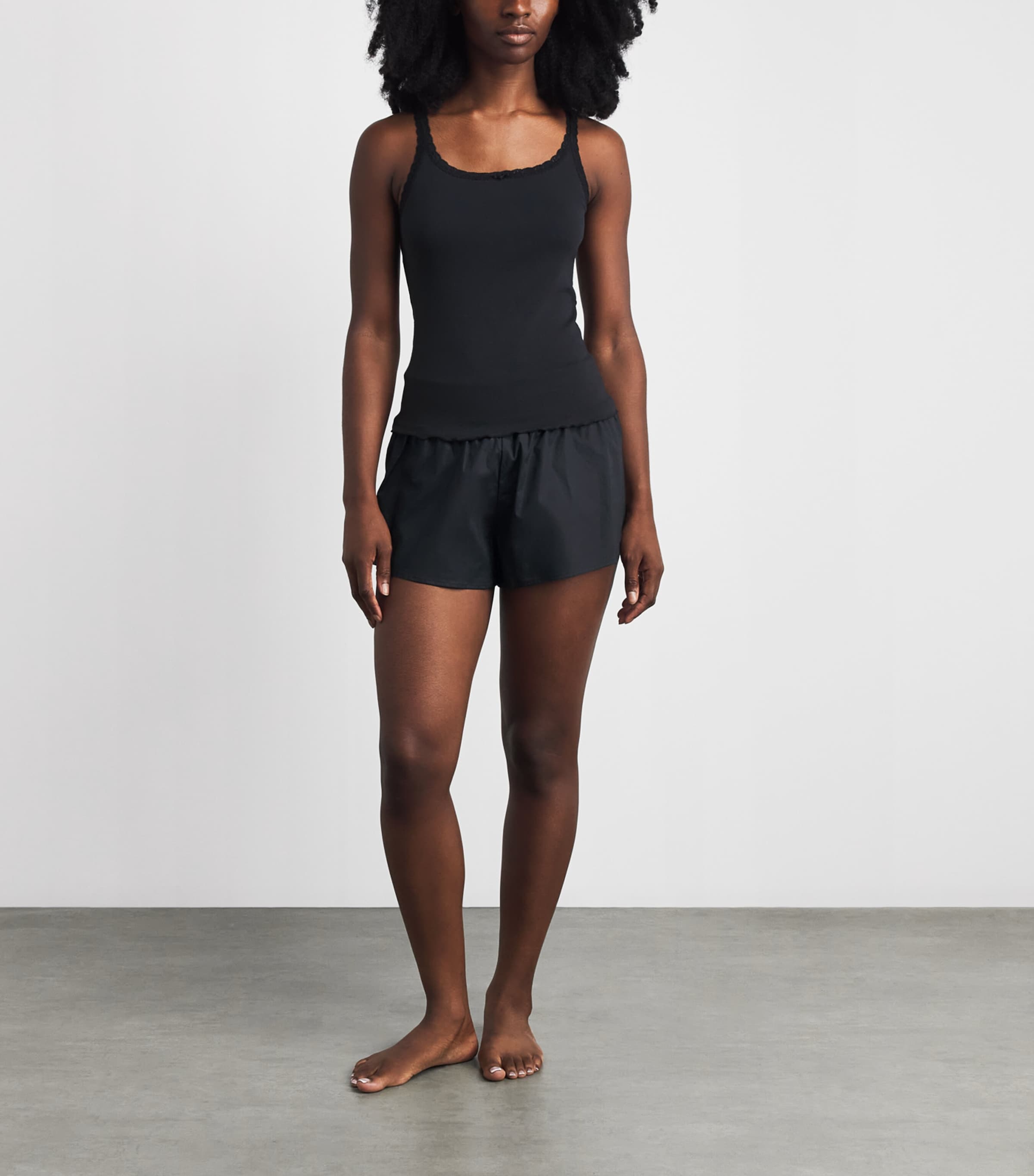 Skims Womens Cotton Flutter Shorts Onyx Image 2