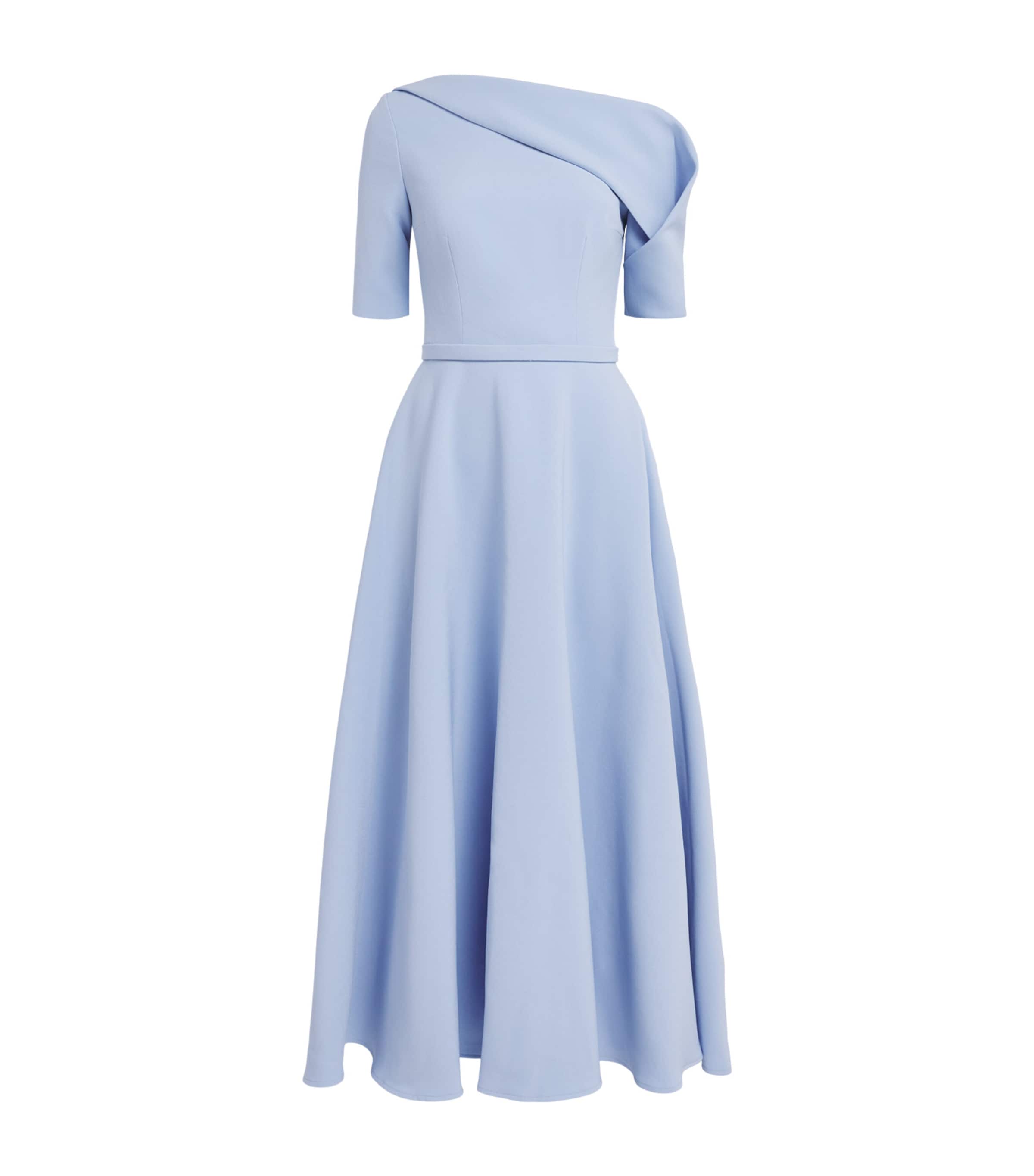 Safiyaa Asymmetric Melinda Midi Dress In Ivory