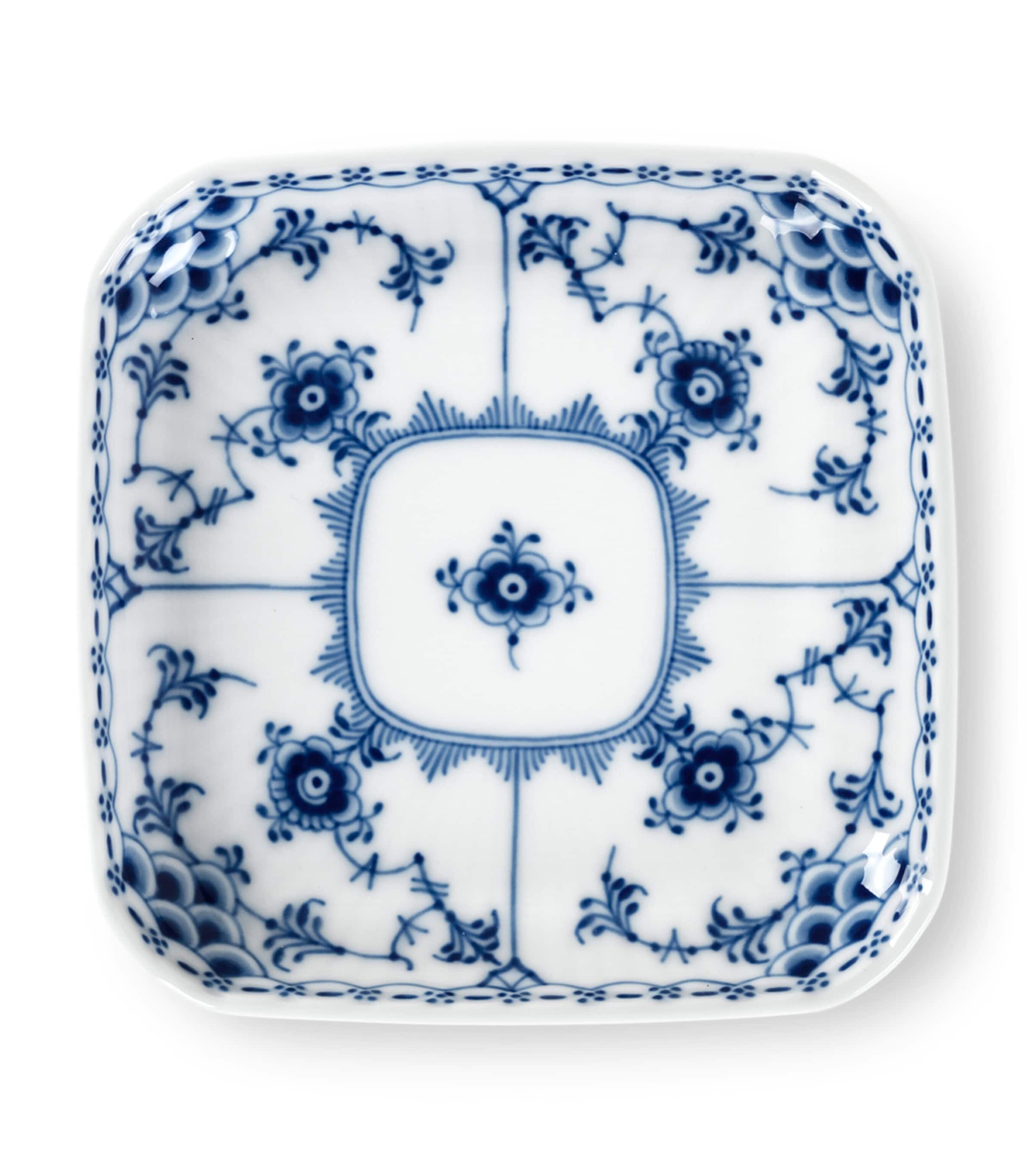 Royal Copenhagen Blue Fluted Half Lace Square Plate In Blue