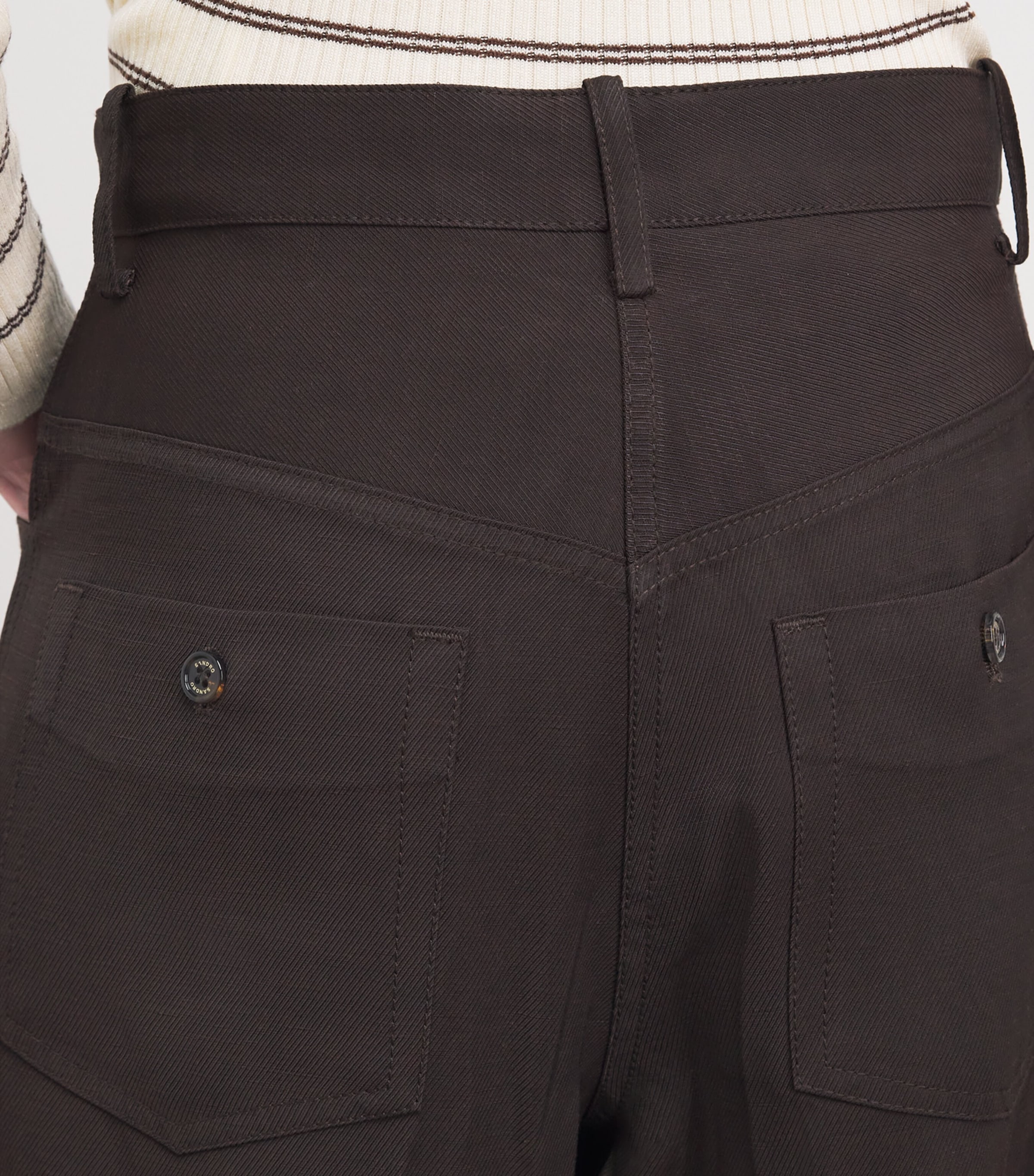 Sandro Paris Womens Wide-Leg Tailored Trousers Brown Image 3