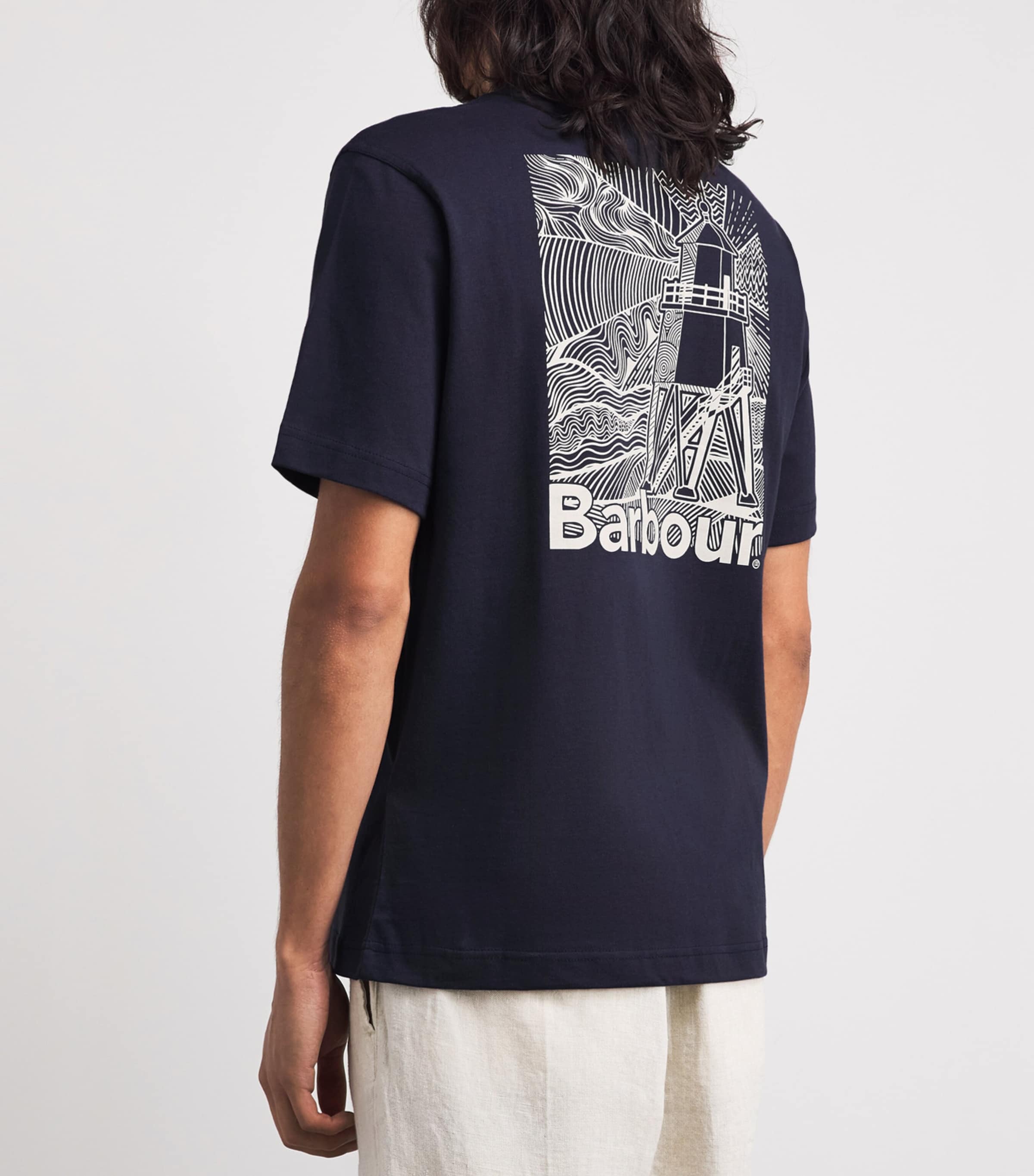 Barbour Mens Cotton Logo T-Shirt Dark Navy Image 5