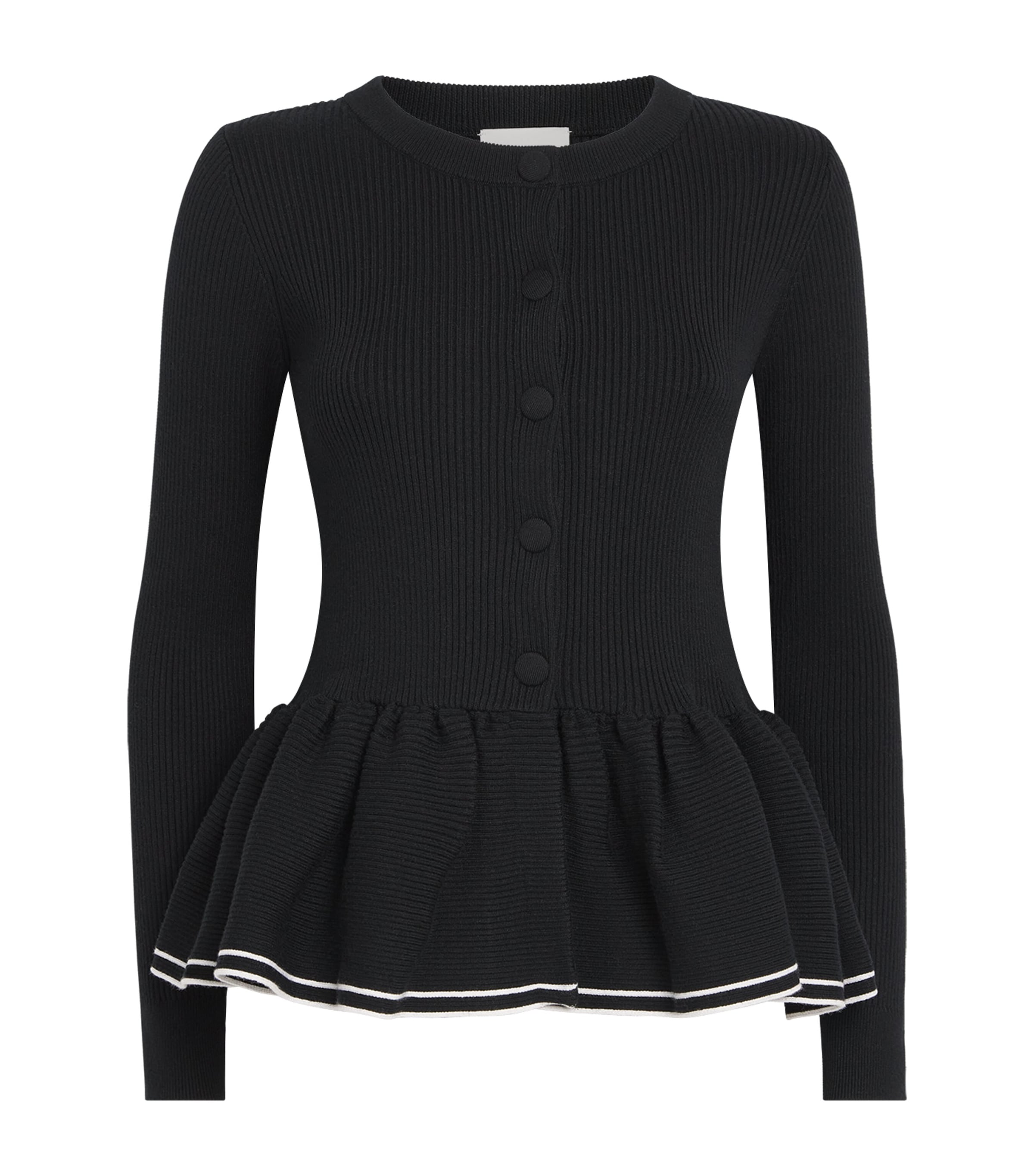 Claudie Pierlot Knitted Peplum Cardigan In Black