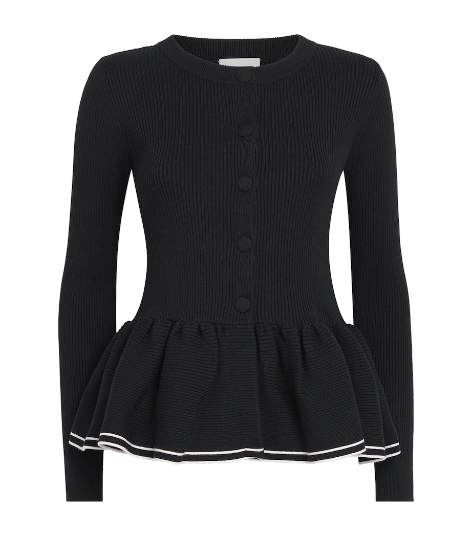 Knitted Peplum Cardigan BLACK Image 1