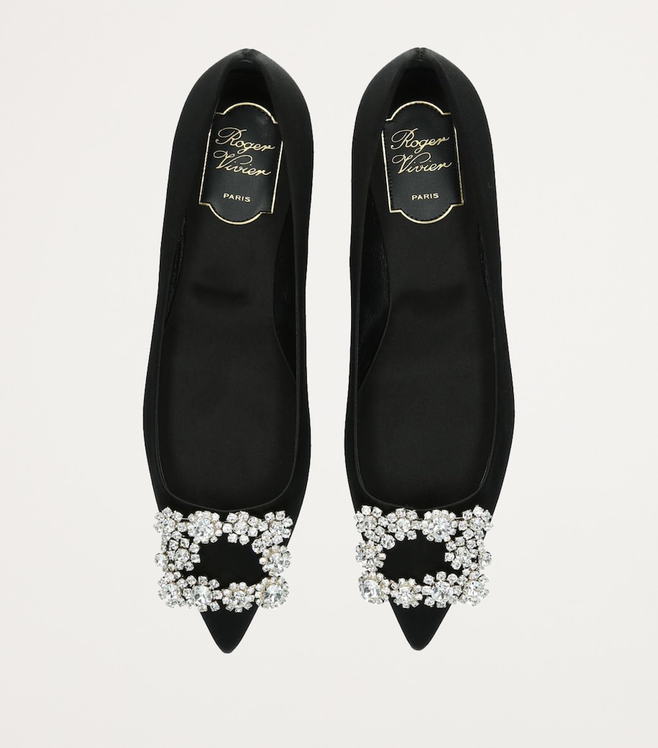 Satin Flower Strass Ballet Flats Image 5