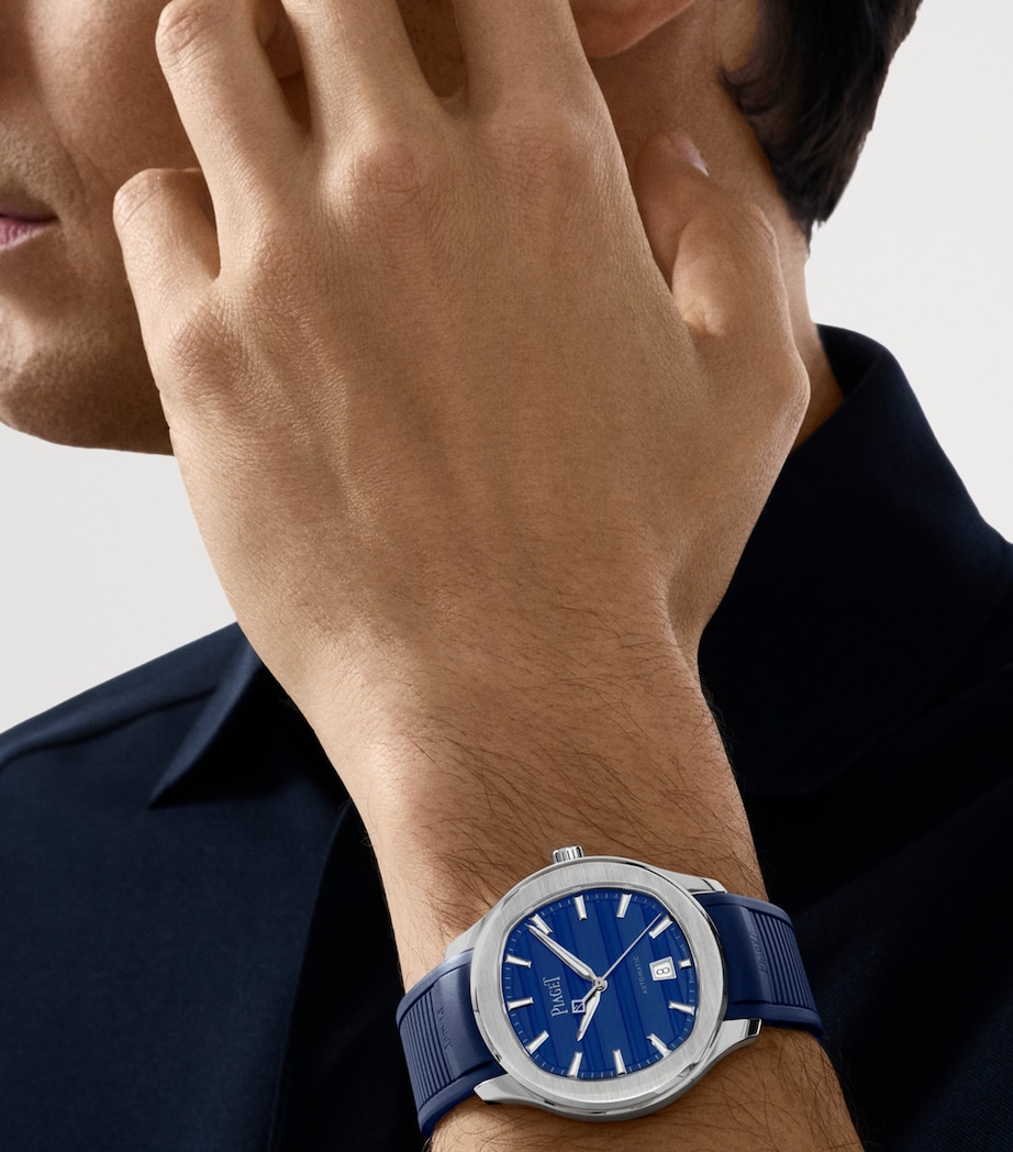 Piaget Stainless Steel Polo Signature Date Watch 42mm Blue Image 6