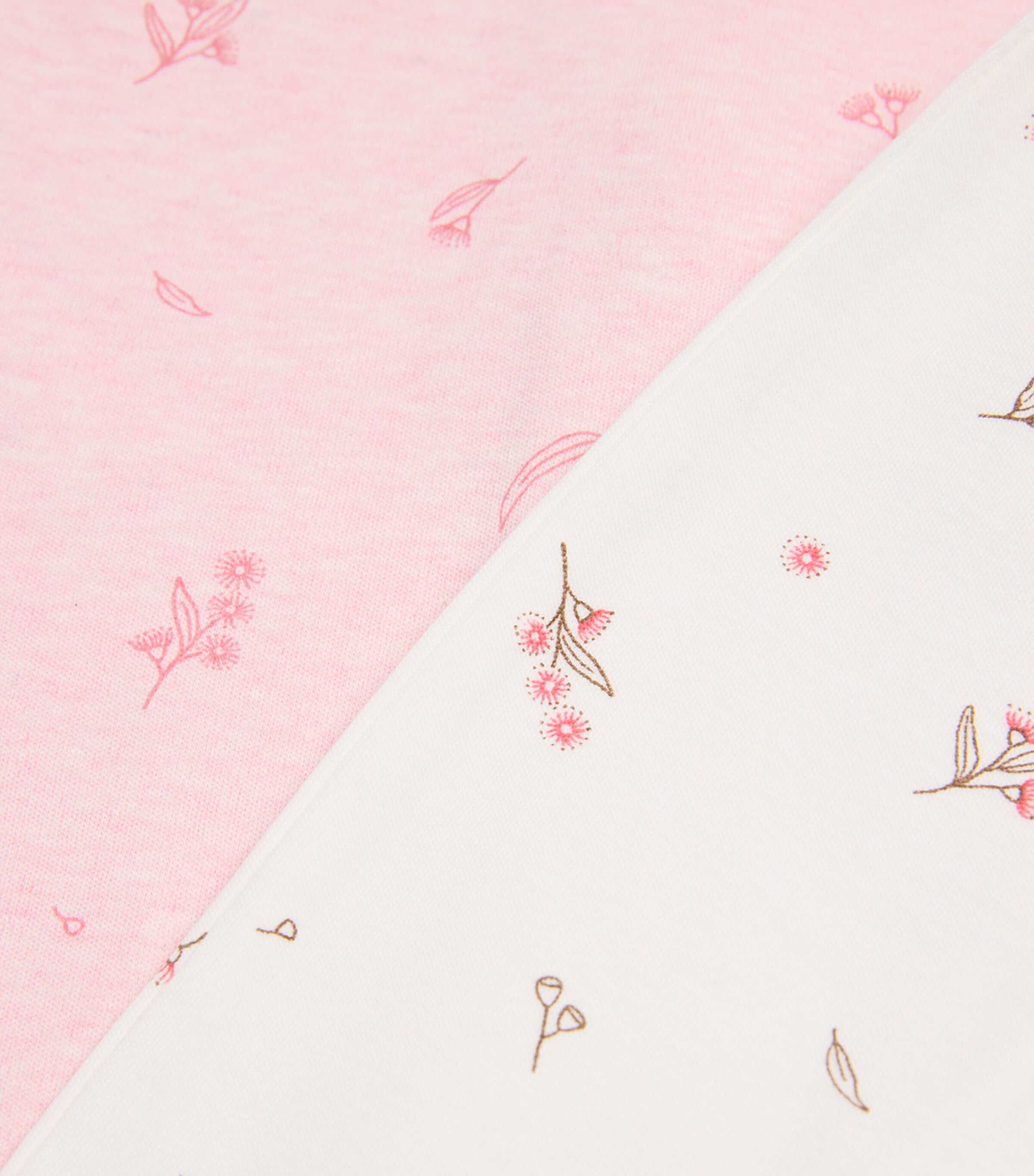 Purebaby Set of 2 Organic Cotton All-In-Ones (Newborn-12 Months) Pale Pink Blossom Pack Image 3