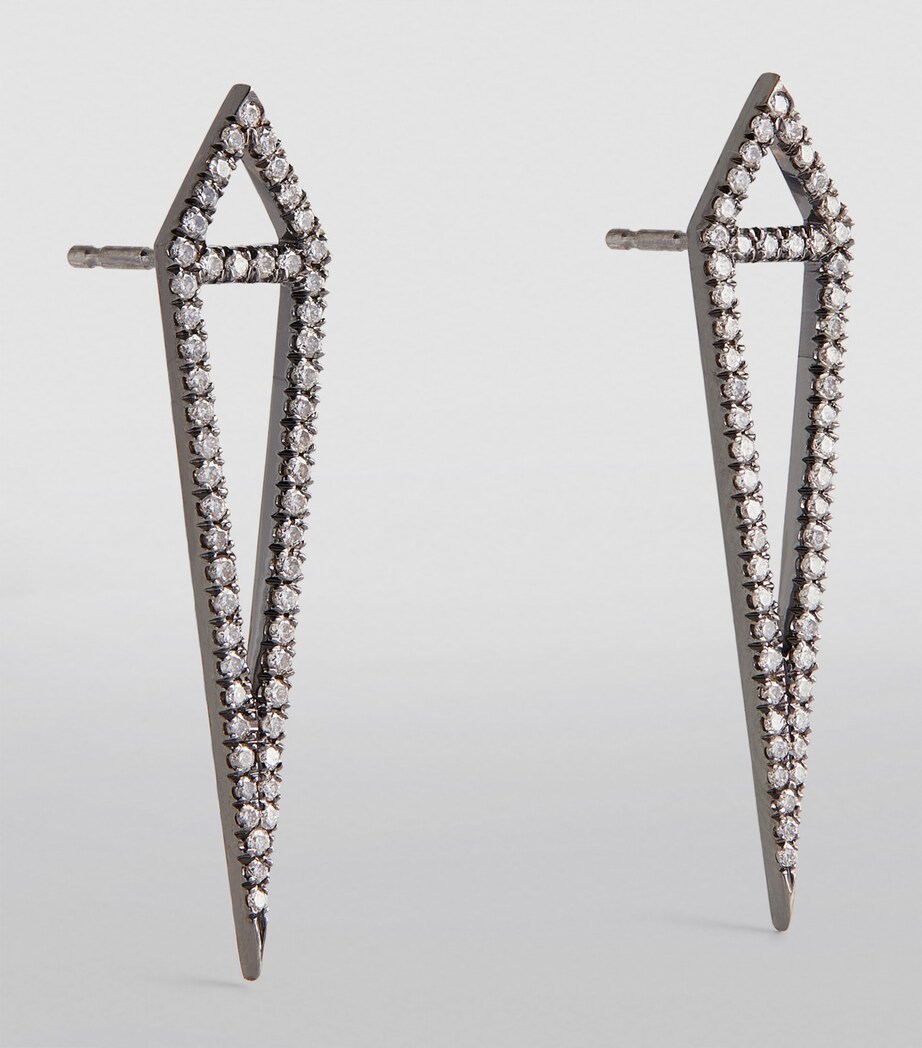 Eva Fehren Blackened White Gold and Diamond Dagger Stud Earrings Black Gold Image 2