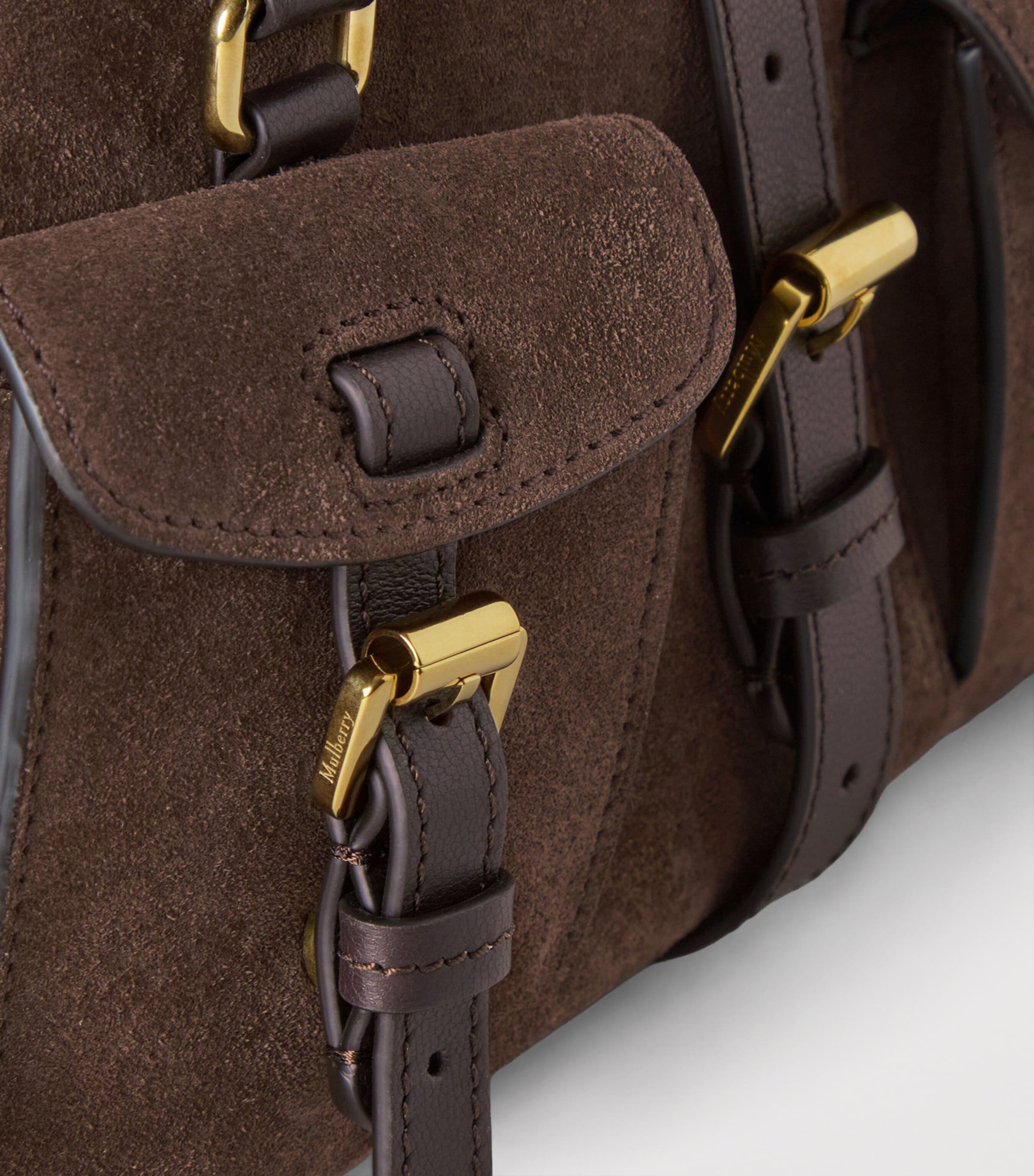 Small Suede Roxanne Top-Handle Bag CHOCOLATE Image 4