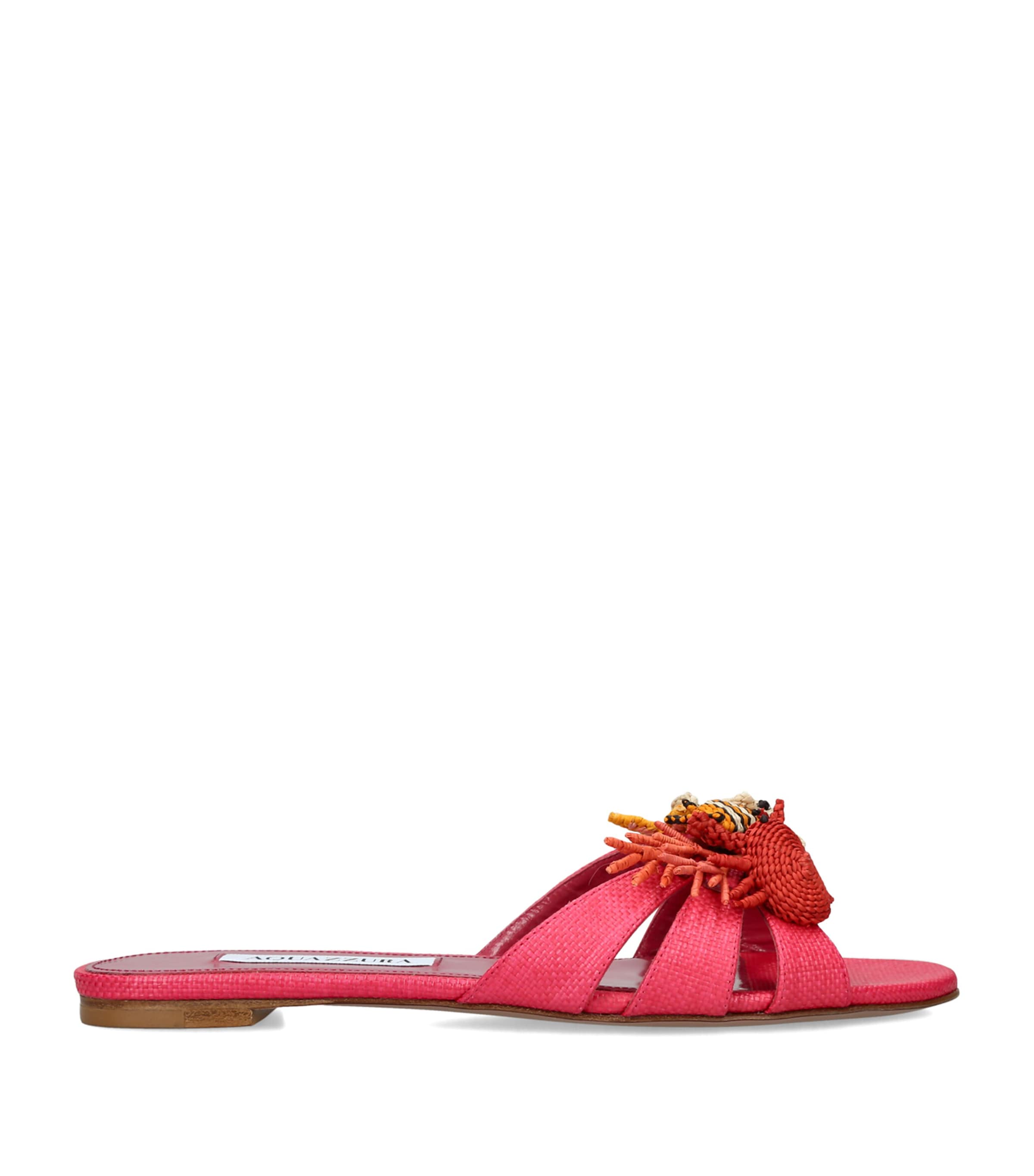 Aquazzura Raffia Marea Mules Pink Image 1