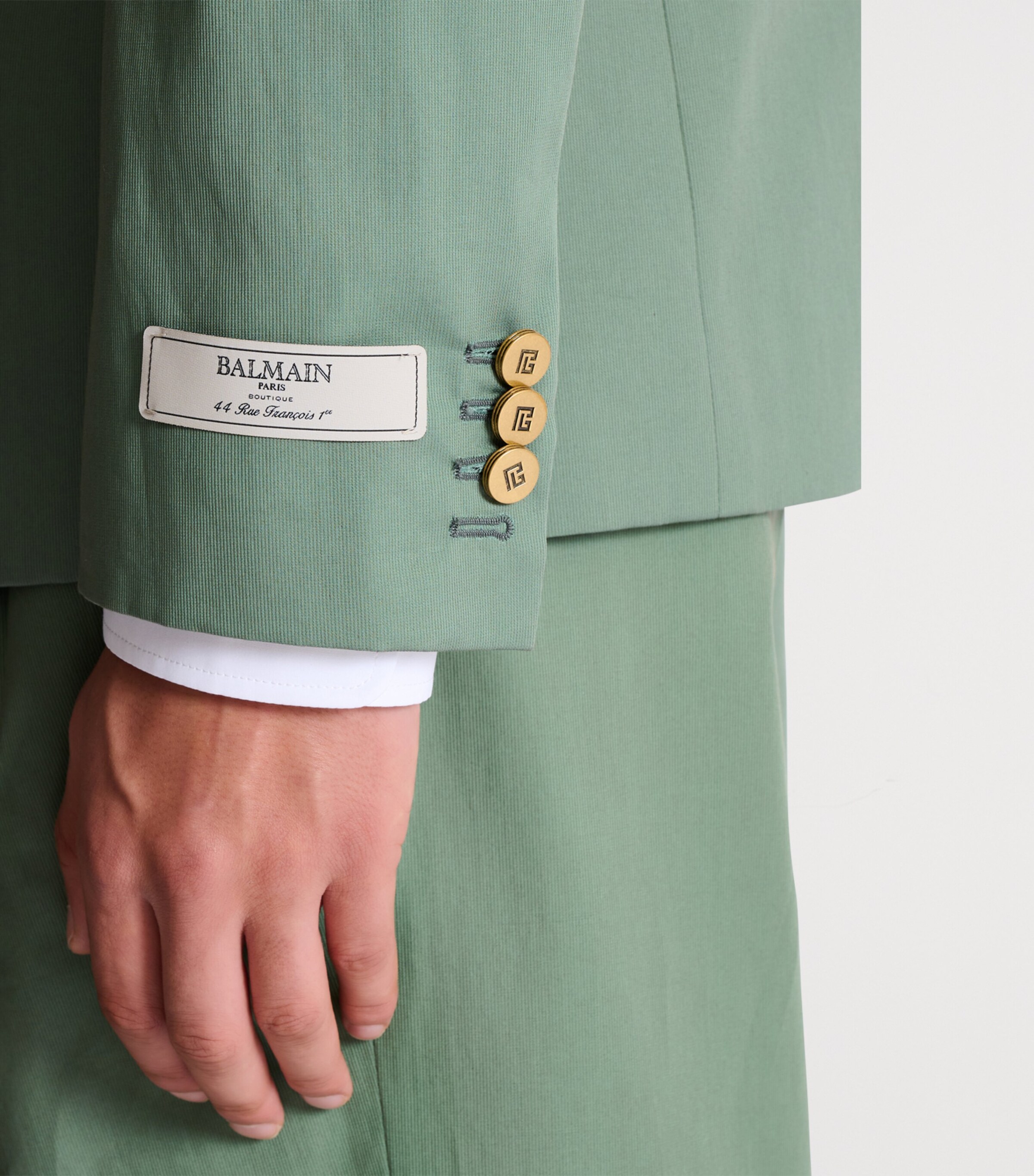 Balmain Mens Cotton Twill Blazer Vert Laurier Image 5