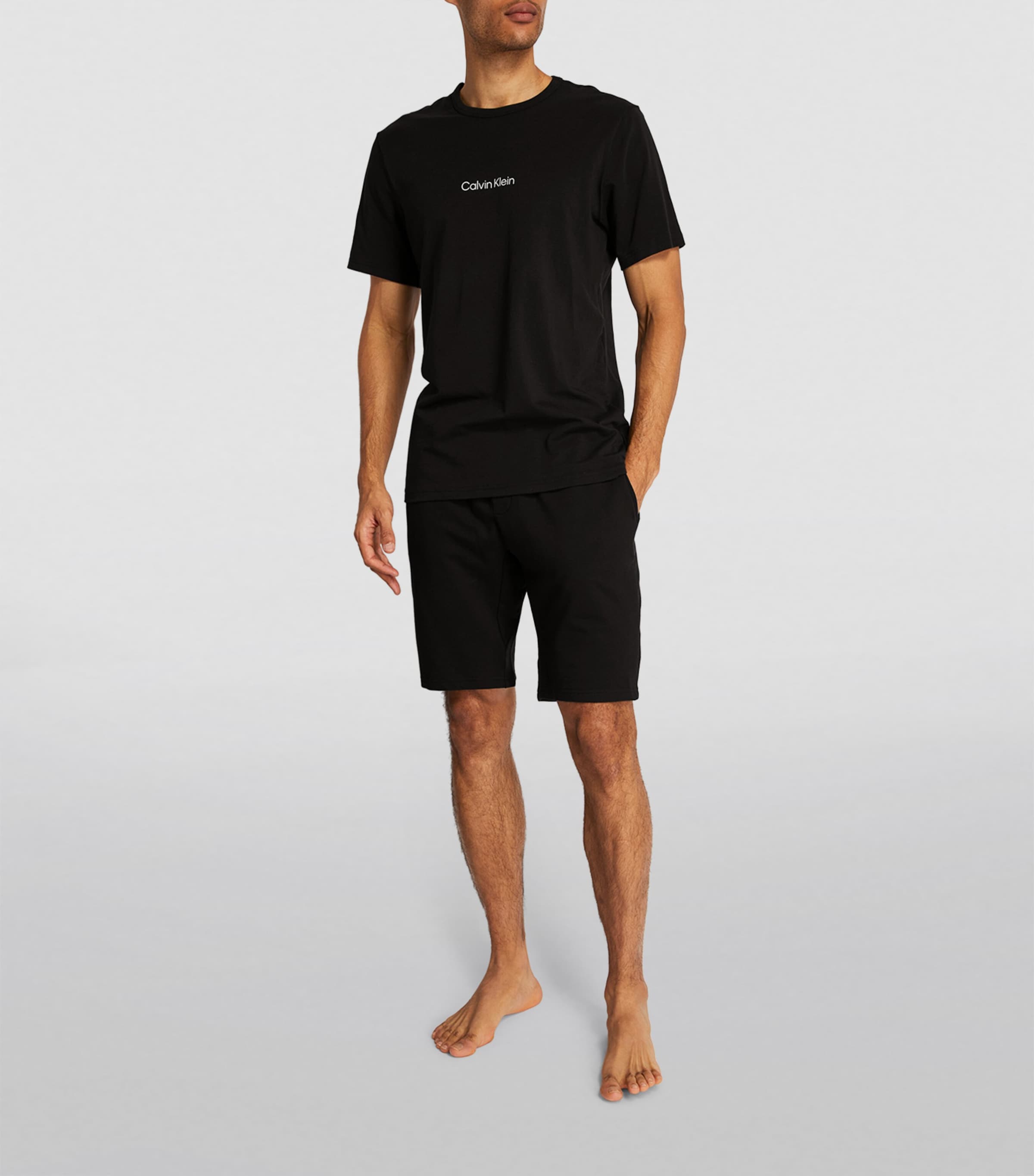 Calvin Klein Mens Modern Structure Lounge Shorts Black Image 2