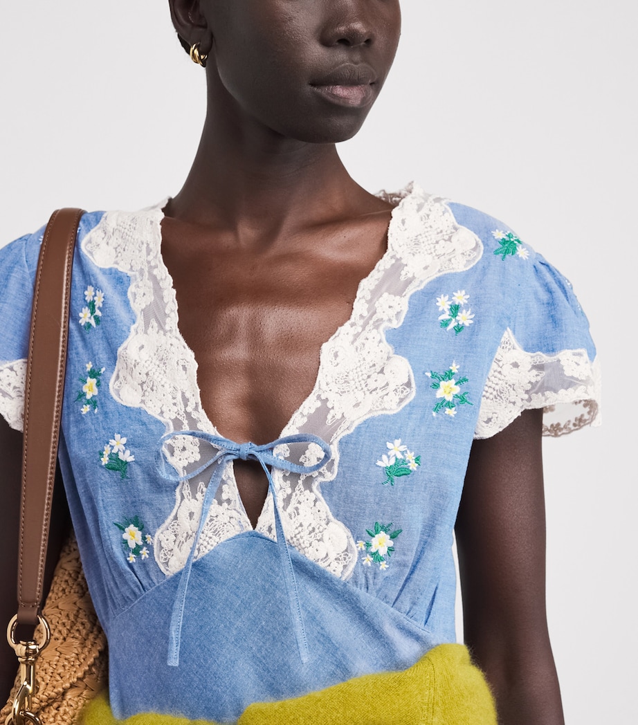 Embroidered Amari Bud Midi Dress BUD EMB BLUE Image 4