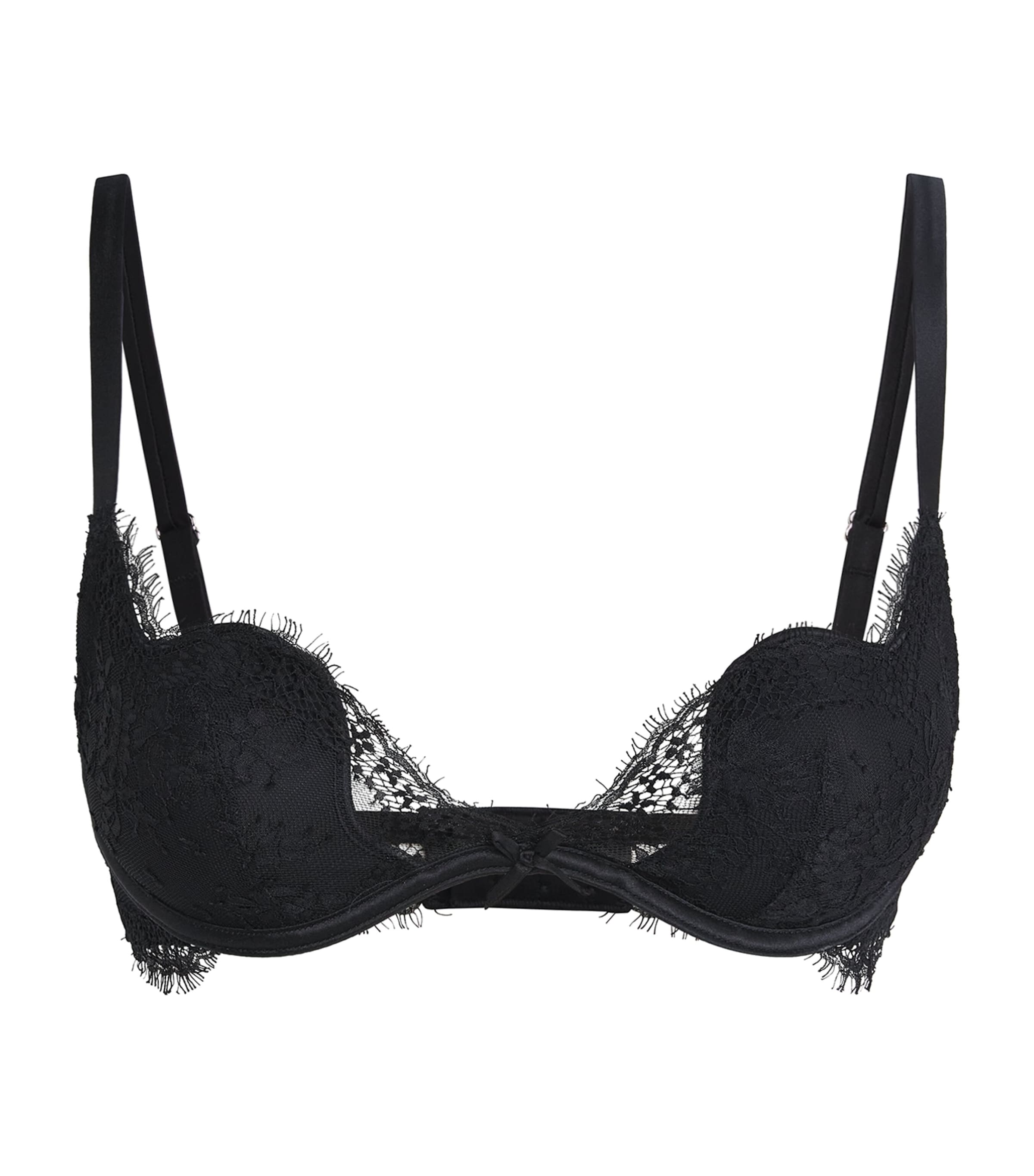 Fleur Du Mal Frankie Underwire Lace Plunge Demi Bra In Black