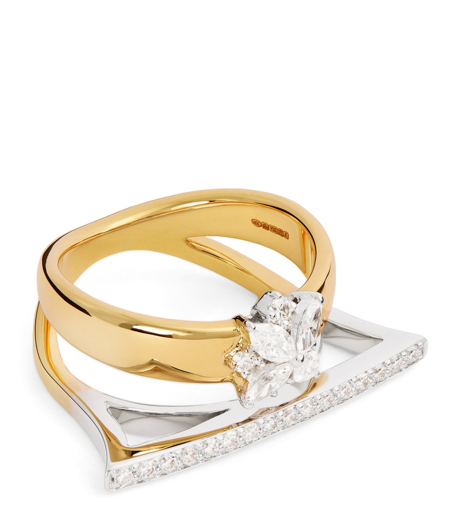 Yeprem Yellow Gold and Diamond Golden Strada Stackable Ring Mixed Gold Image 1