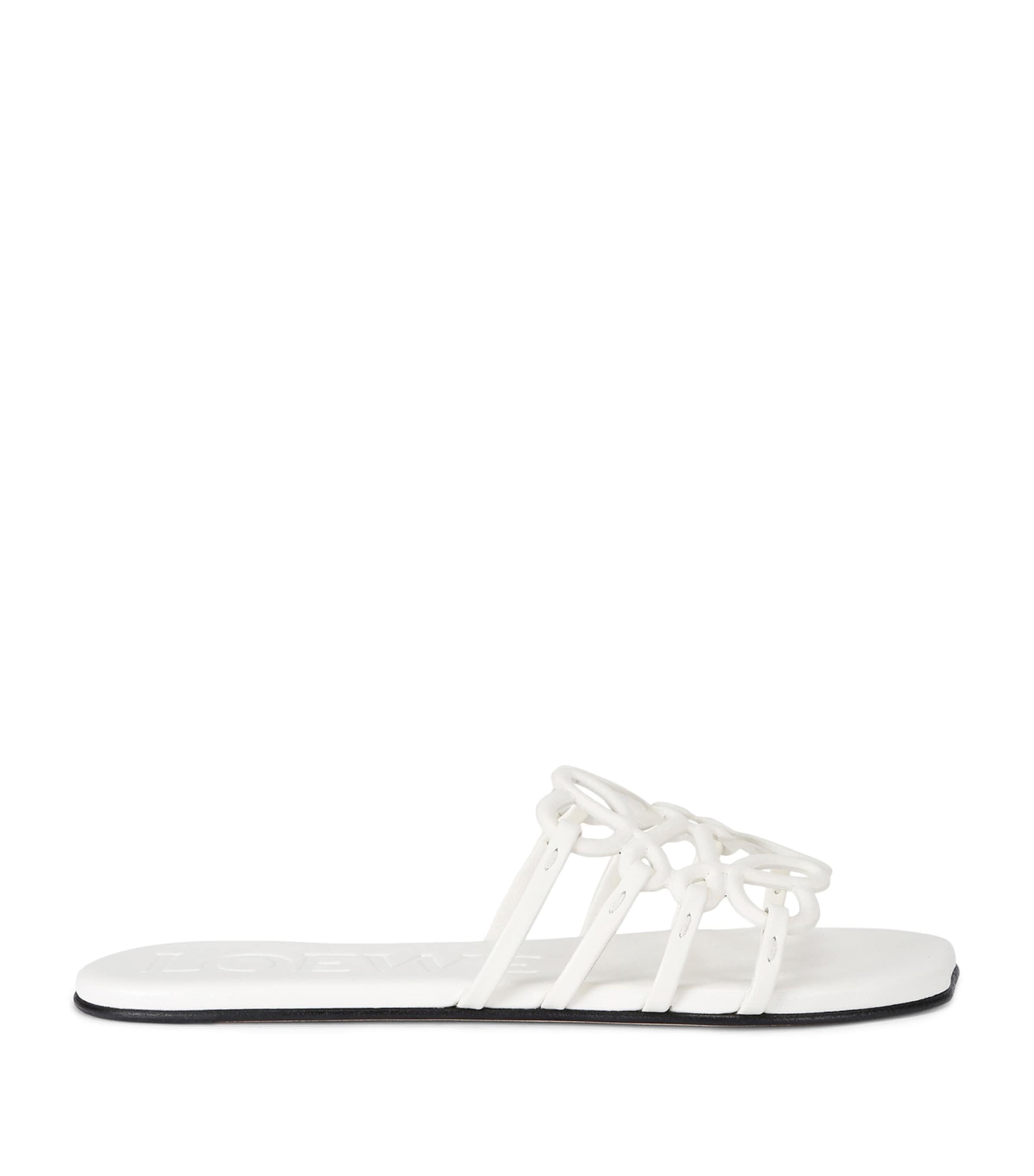 LOEWE Leather Petal Anagram Slides White Image 1