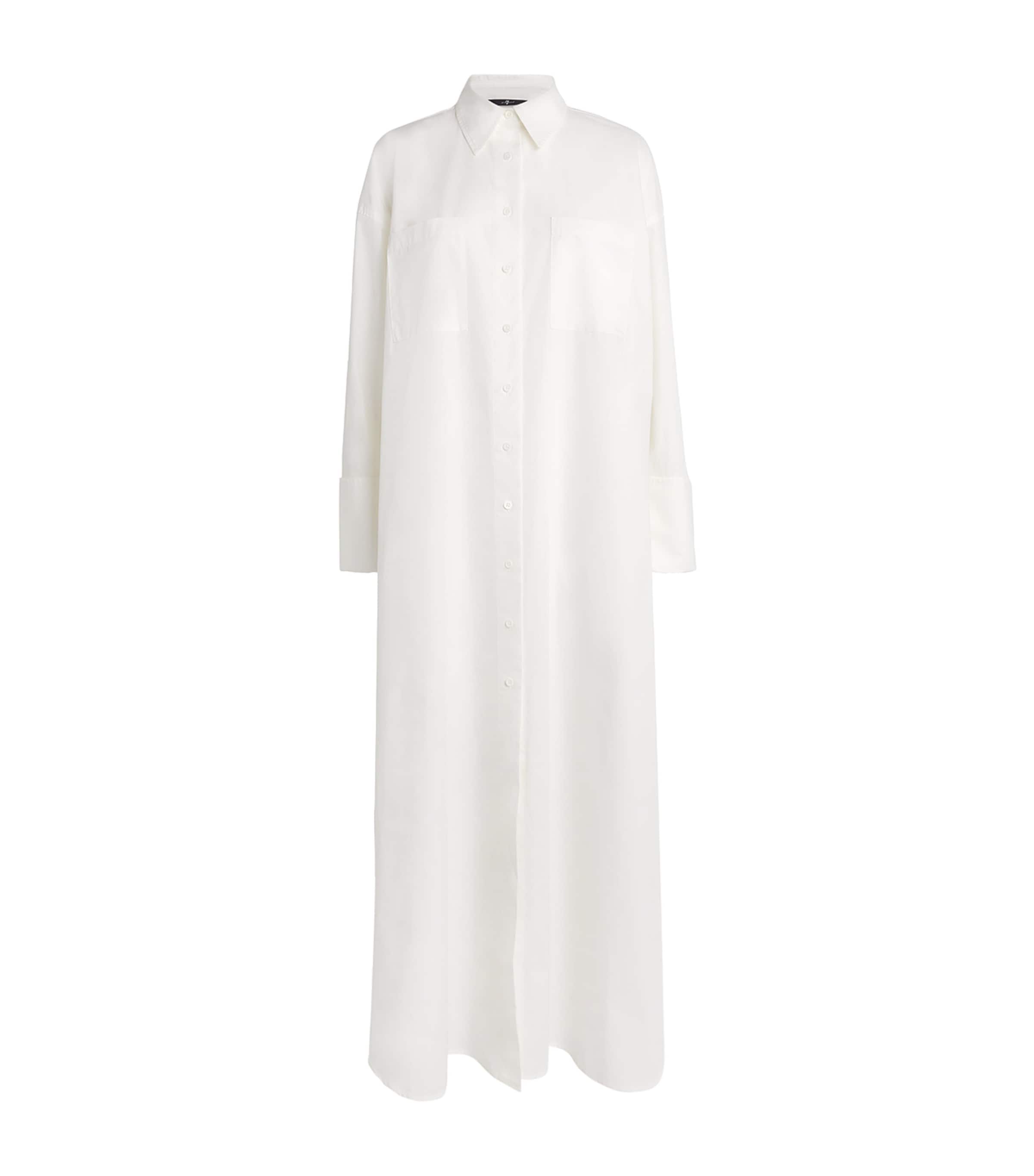 7 For All Mankind Womens Cotton Shirt Maxi Dress Popeline Whte Image 1