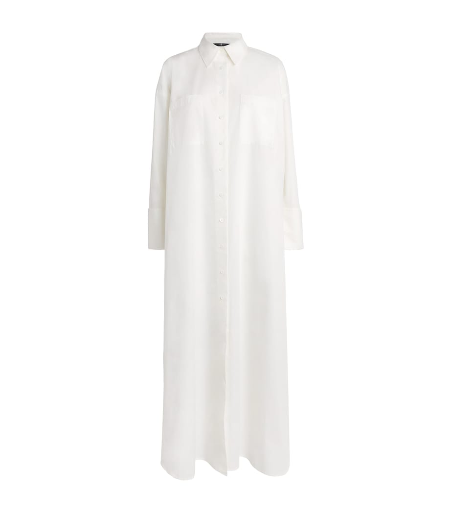 7 For All Mankind Womens Cotton Shirt Maxi Dress Popeline Whte Image 1