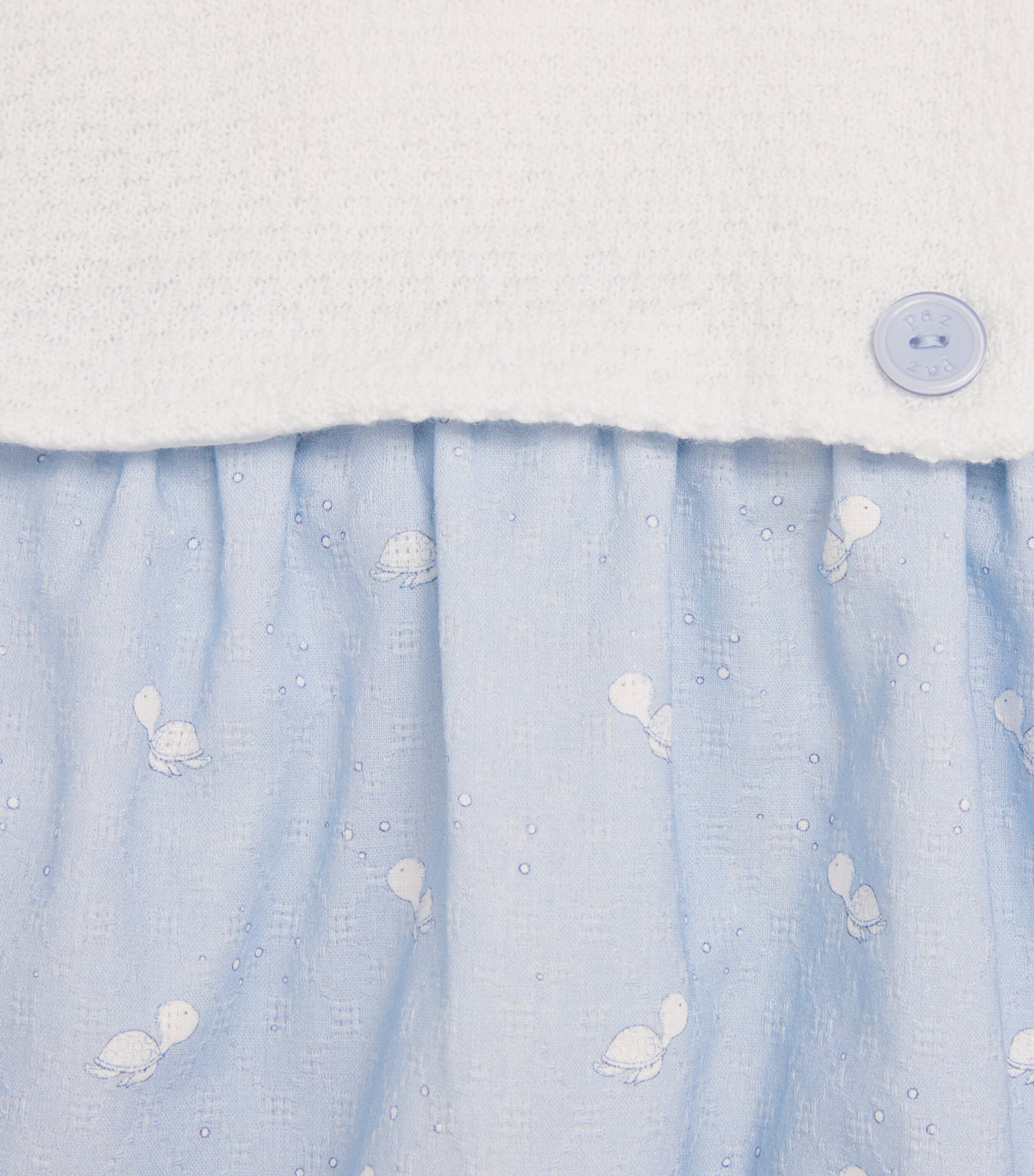 Cotton Knitted Playsuit (1-24 Months) 01801 WHITE/SKY BLU Image 3