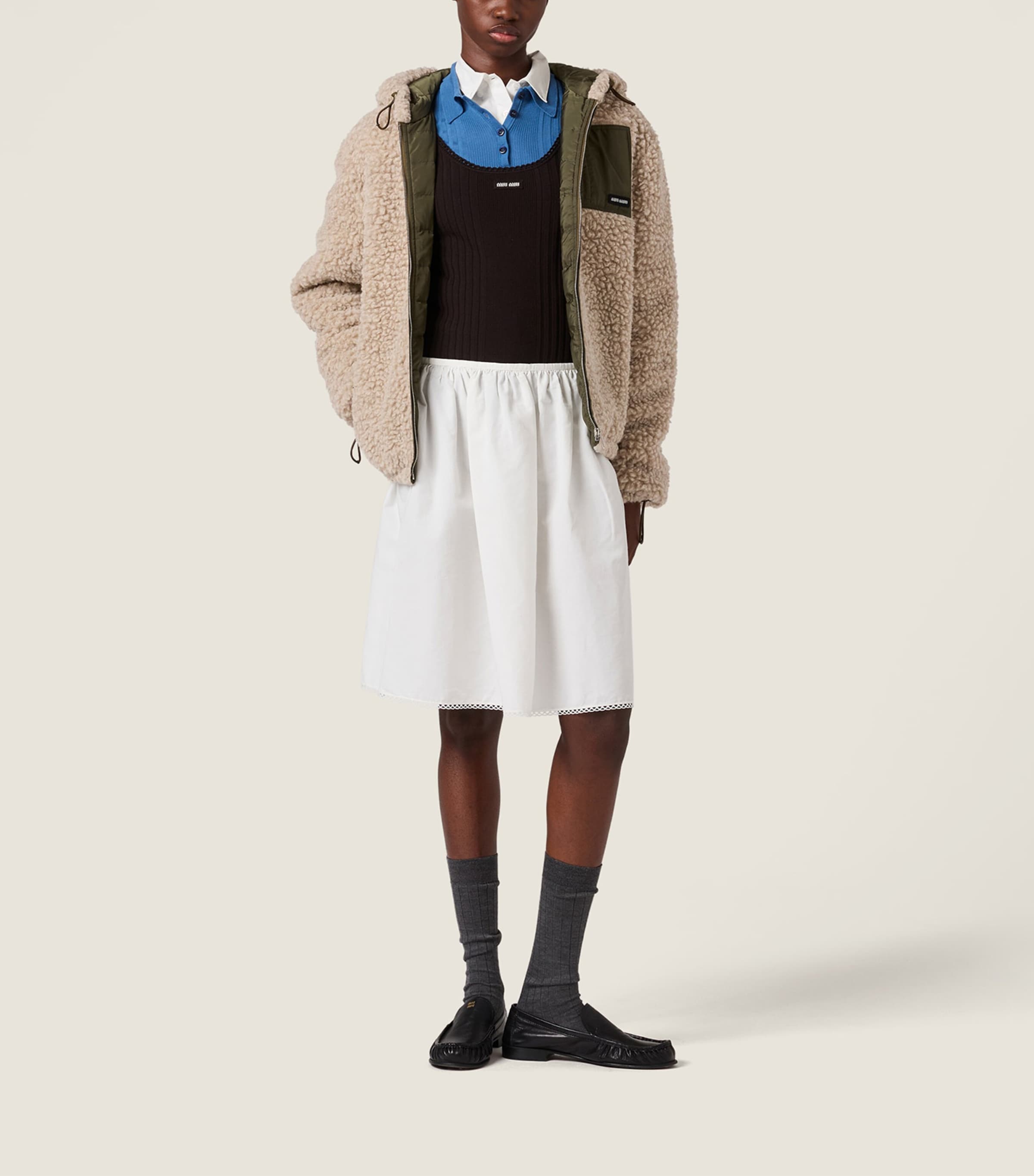 Wool-Blend Teddy Bomber Jacket F03QQ Image 2