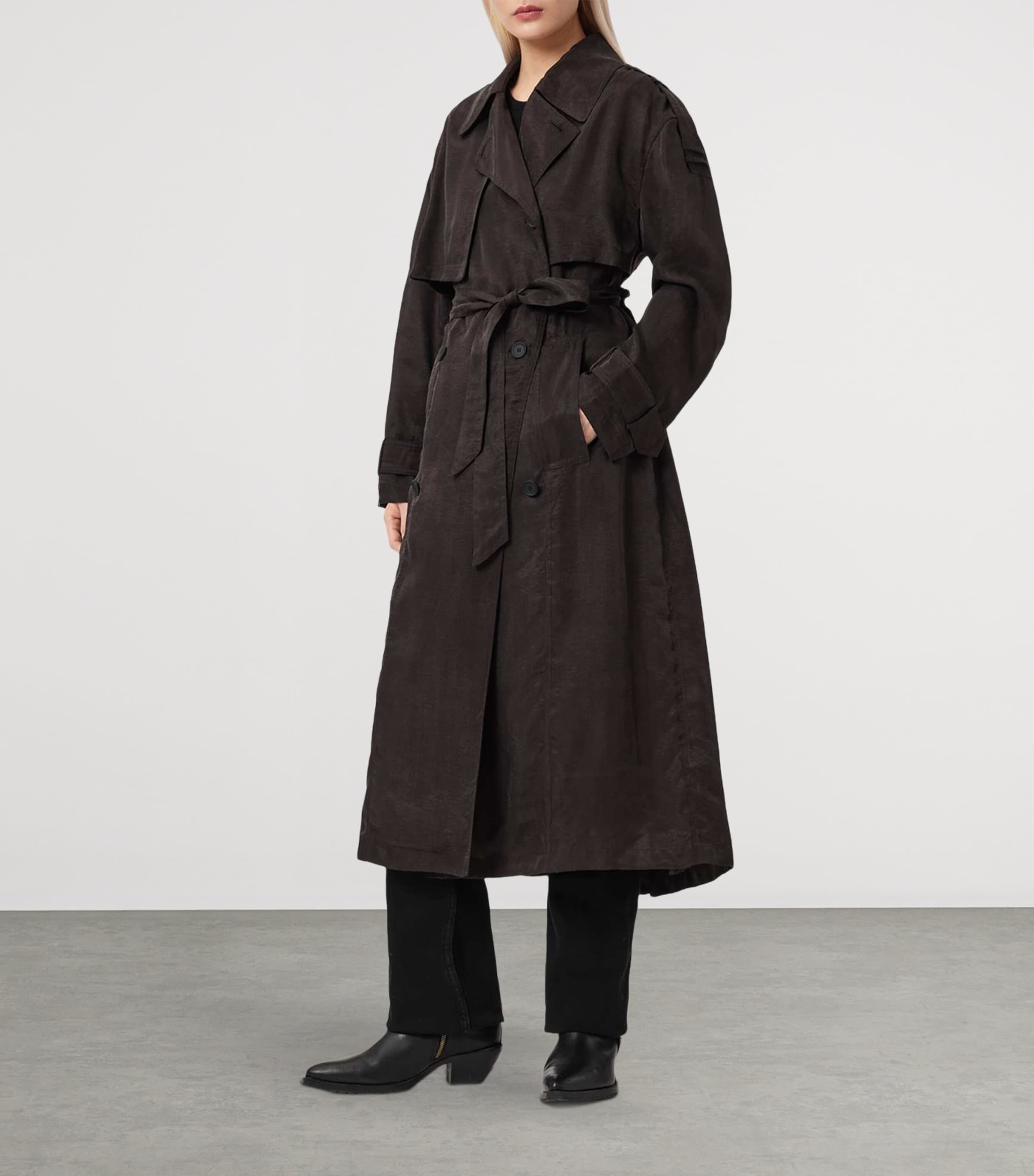 AllSaints Womens Linnie Trench Coat Torte Brown Image 3