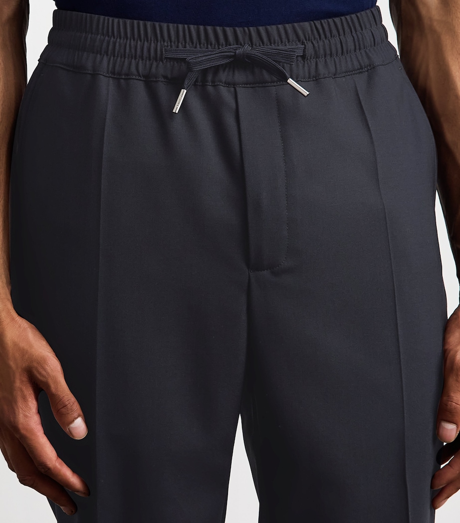 Sandro Paris Mens Wool-Blend Drawstring Trousers Navy Blue Image 3