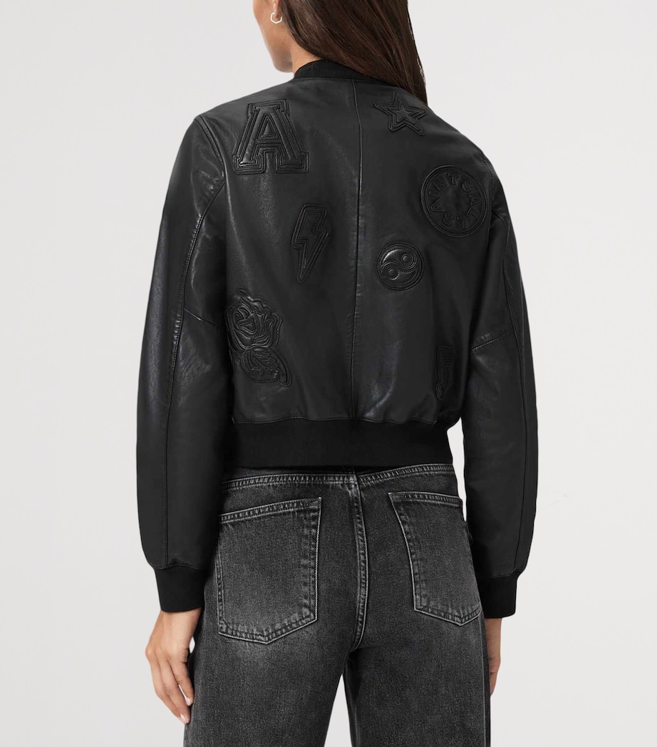 Leather Orten Bomber Jacket BLACK Image 6