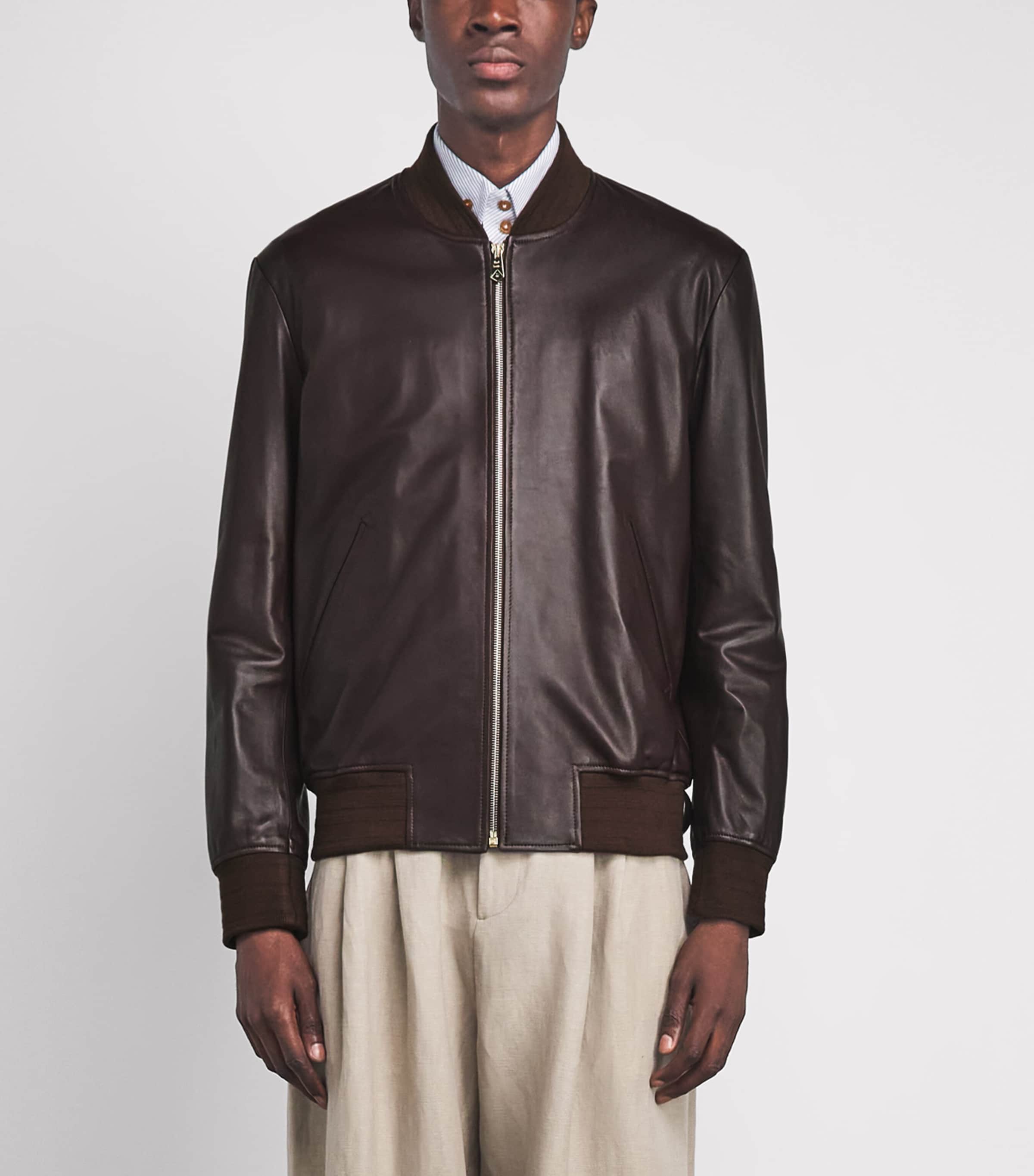 Paul Smith Mens Leather Bomber Jacket Image 4