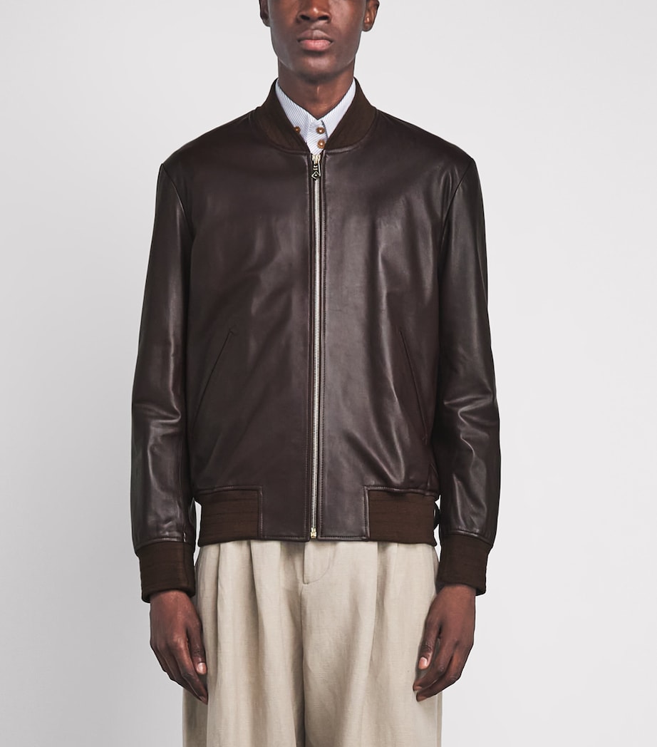 Paul Smith Mens Leather Bomber Jacket Image 4