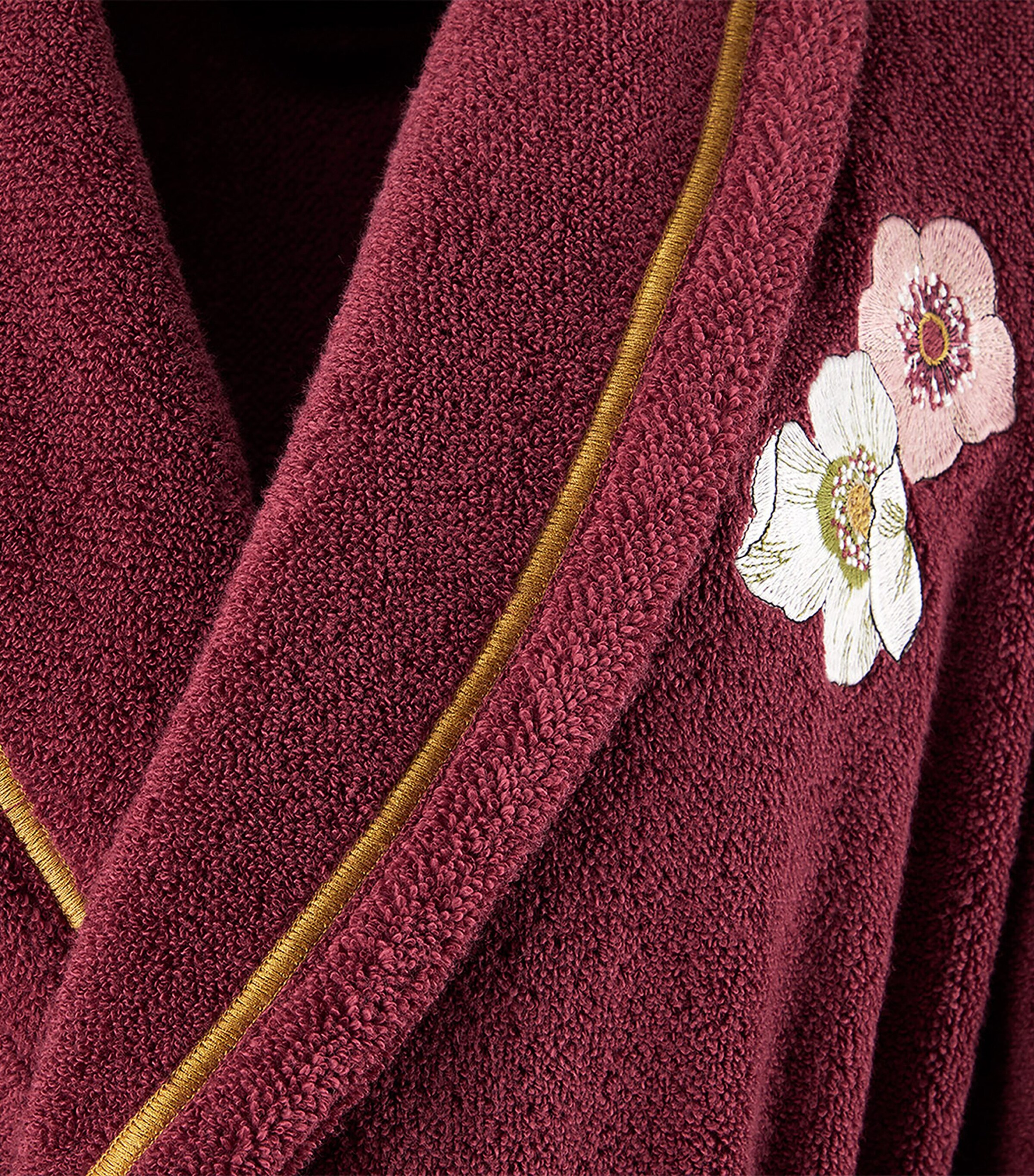 Yves Delorme Womens Corolles Bathrobe Burgandy Image 4