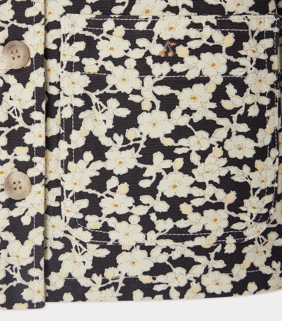 Cotton Floral Print Jacket (4-14 Years) FL NOIR Image 3