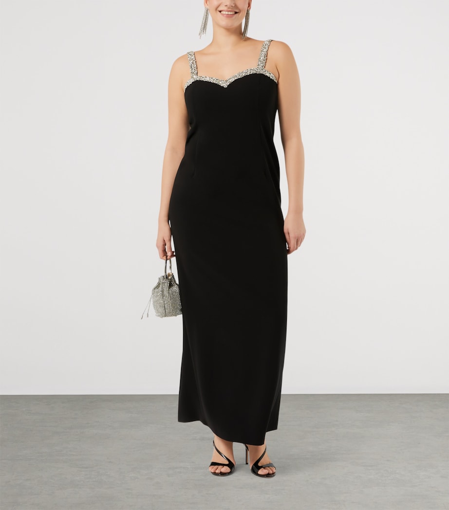 Marina Rinaldi Womens Crystal-Embellished Maxi Dress Black Image 2