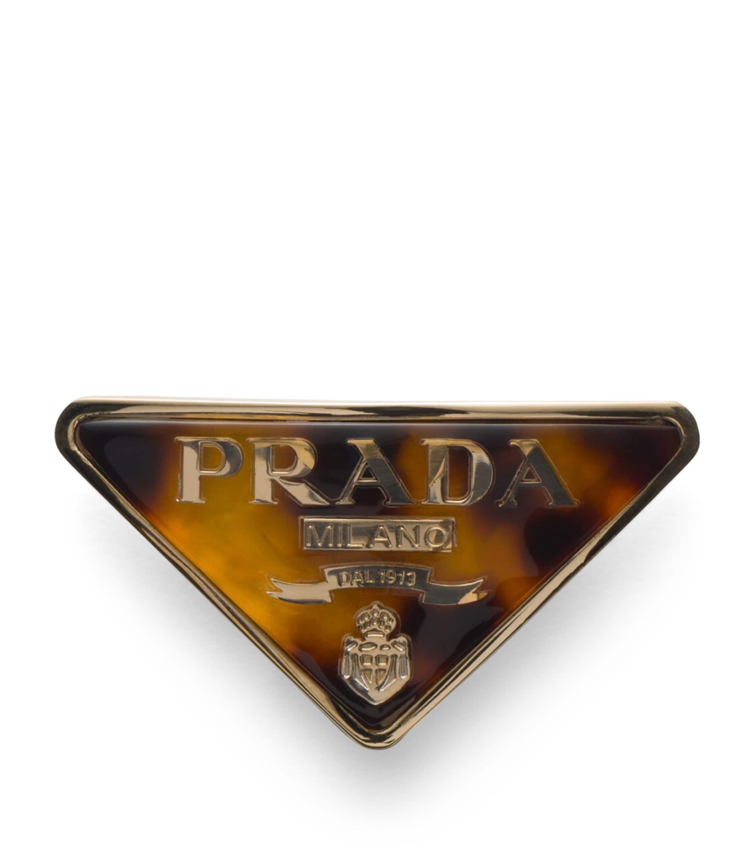 Prada Neutral Triangle Logo Hair Clip Harrods UK