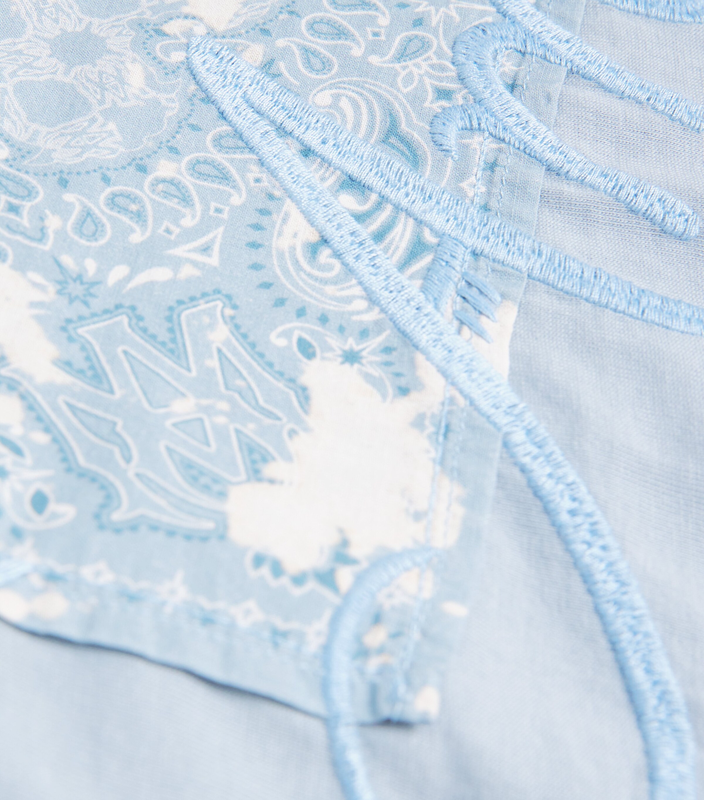 AMIRI Mens Cotton Bandana Patch T-Shirt Ashley Blue Image 5