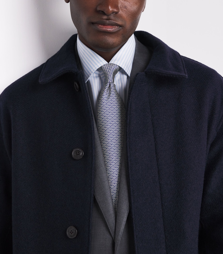 Silk Geometric Jacquard Tie 07 BLUE Image 2