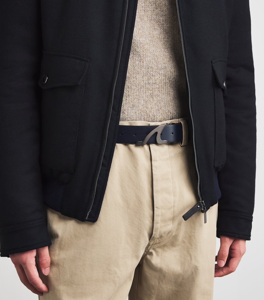 Leather Fin-Buckle Belt 50BLUE Image 2