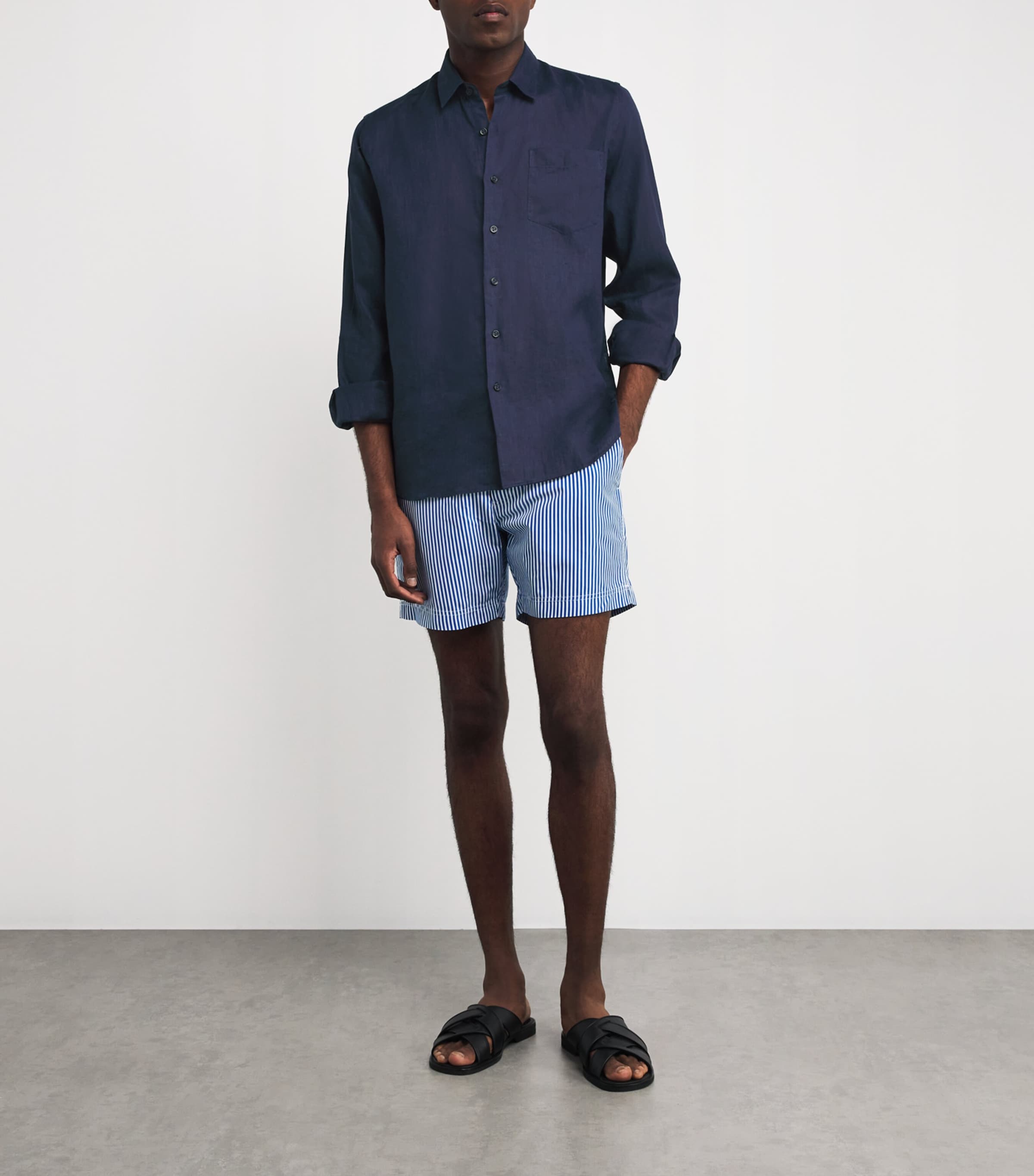 Linen Caroubis Shirt 390-BLEU MARINE Image 2