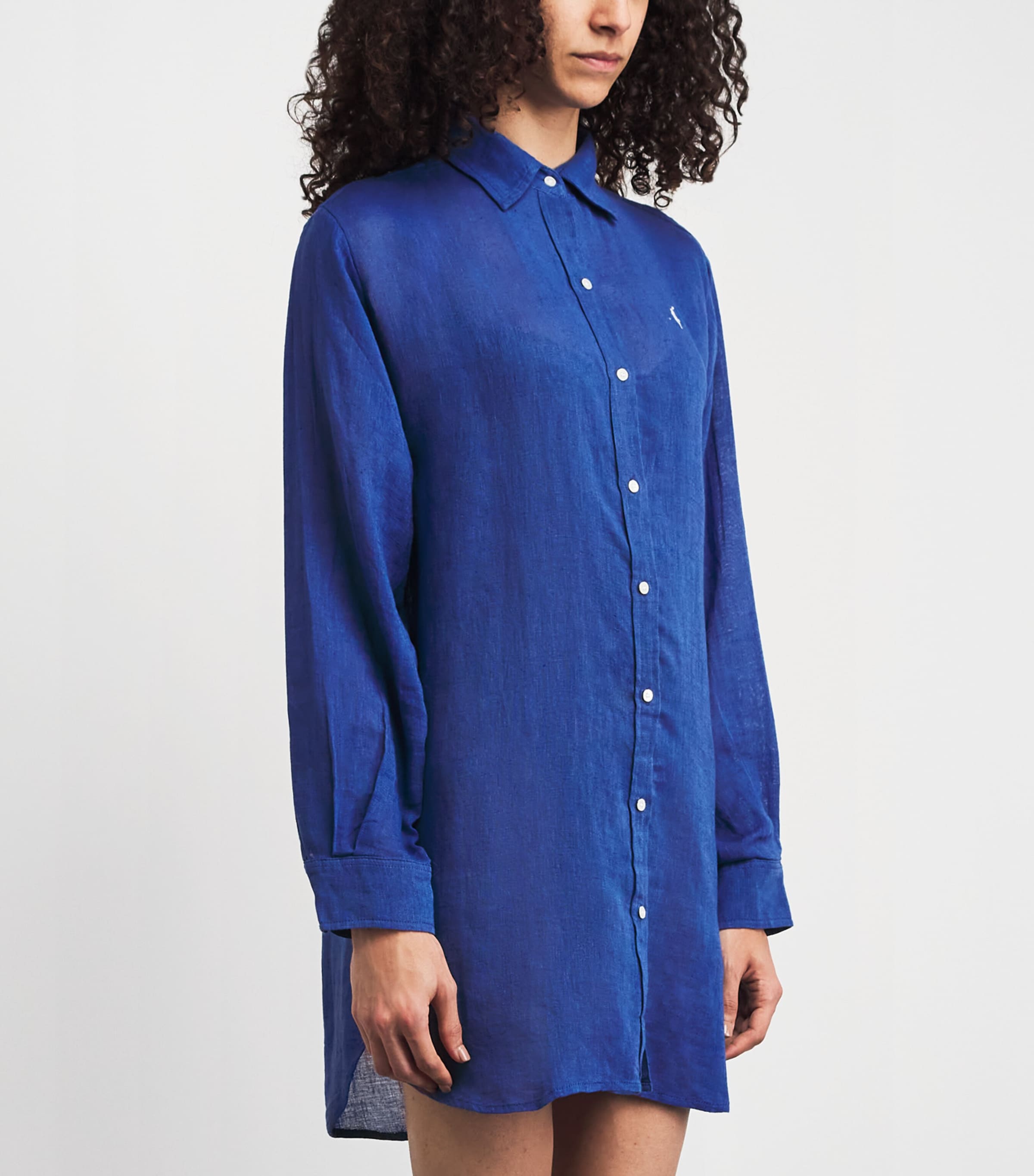 Polo Ralph Lauren Womens Organic Cotton-Linen Boyfriend Shirt Ultra Marine Image 4
