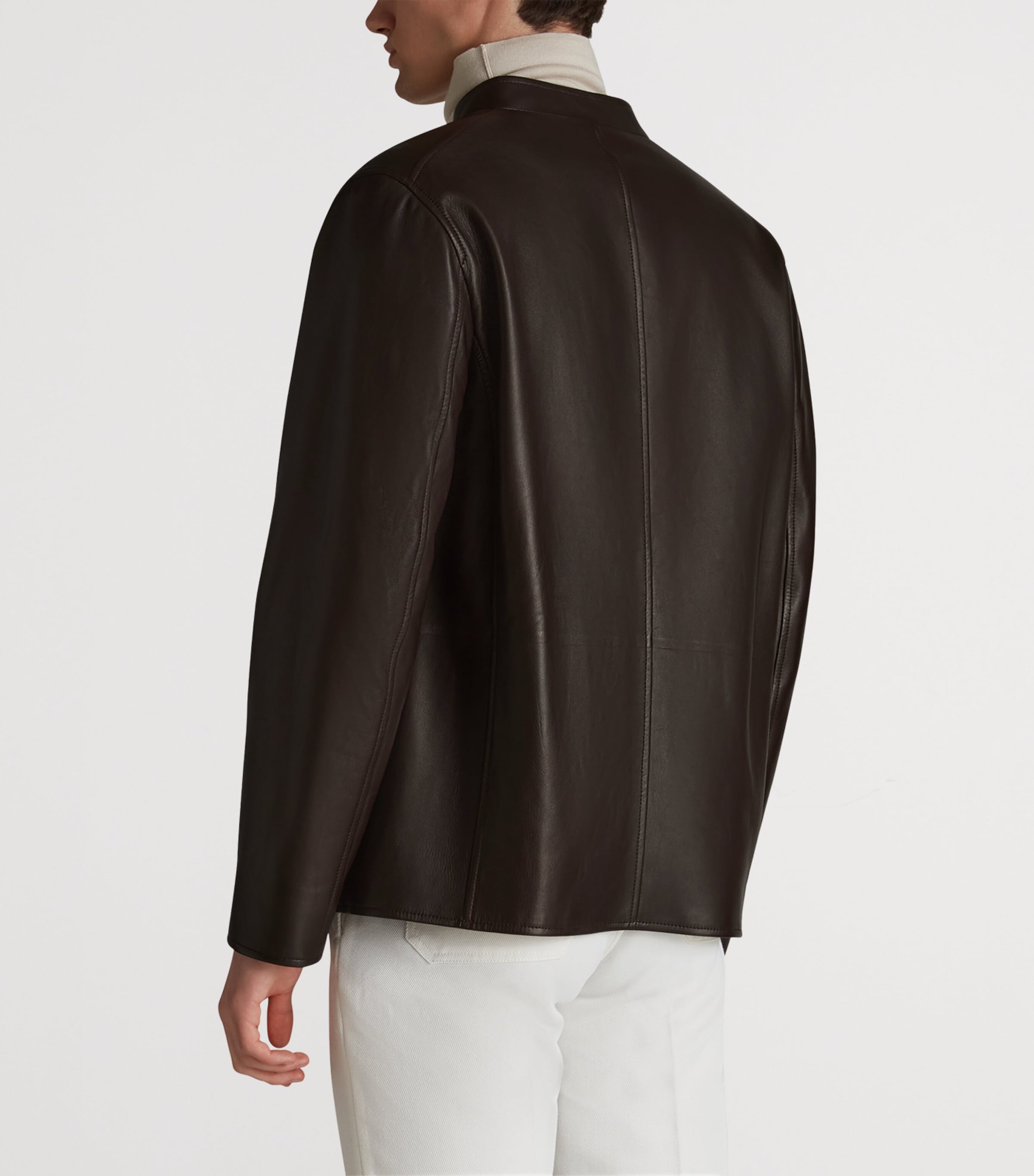 Leather Driving Jacket 287CHOCOLATE BROWN Image 4