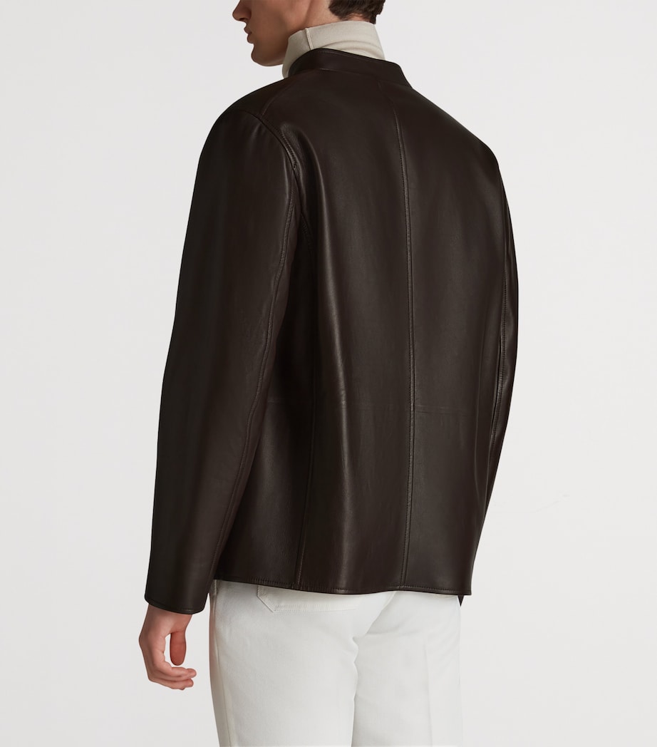 Leather Driving Jacket 287CHOCOLATE BROWN Image 4