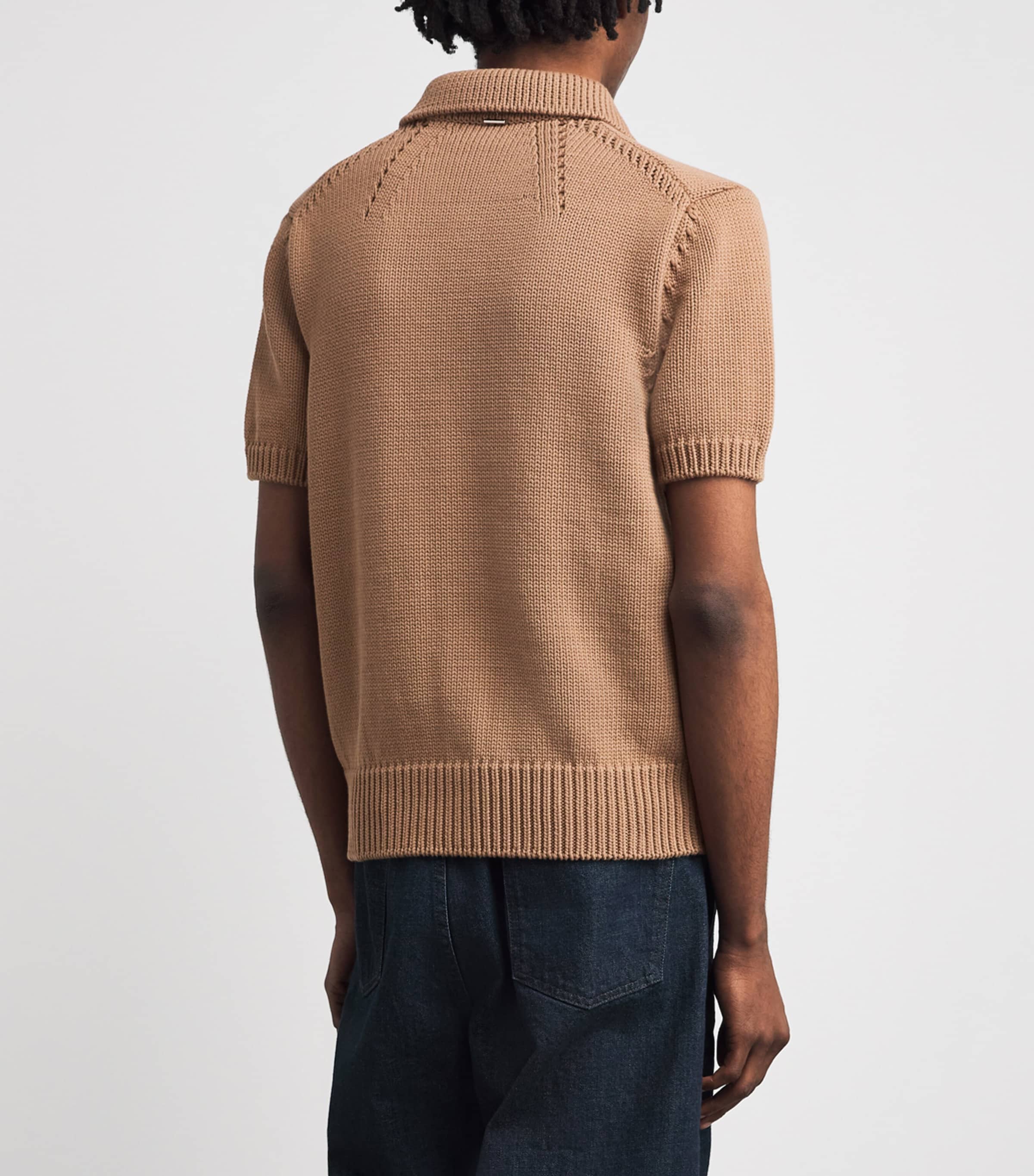 System Mens Cotton-Blend Collar Cardigan Camel Image 5