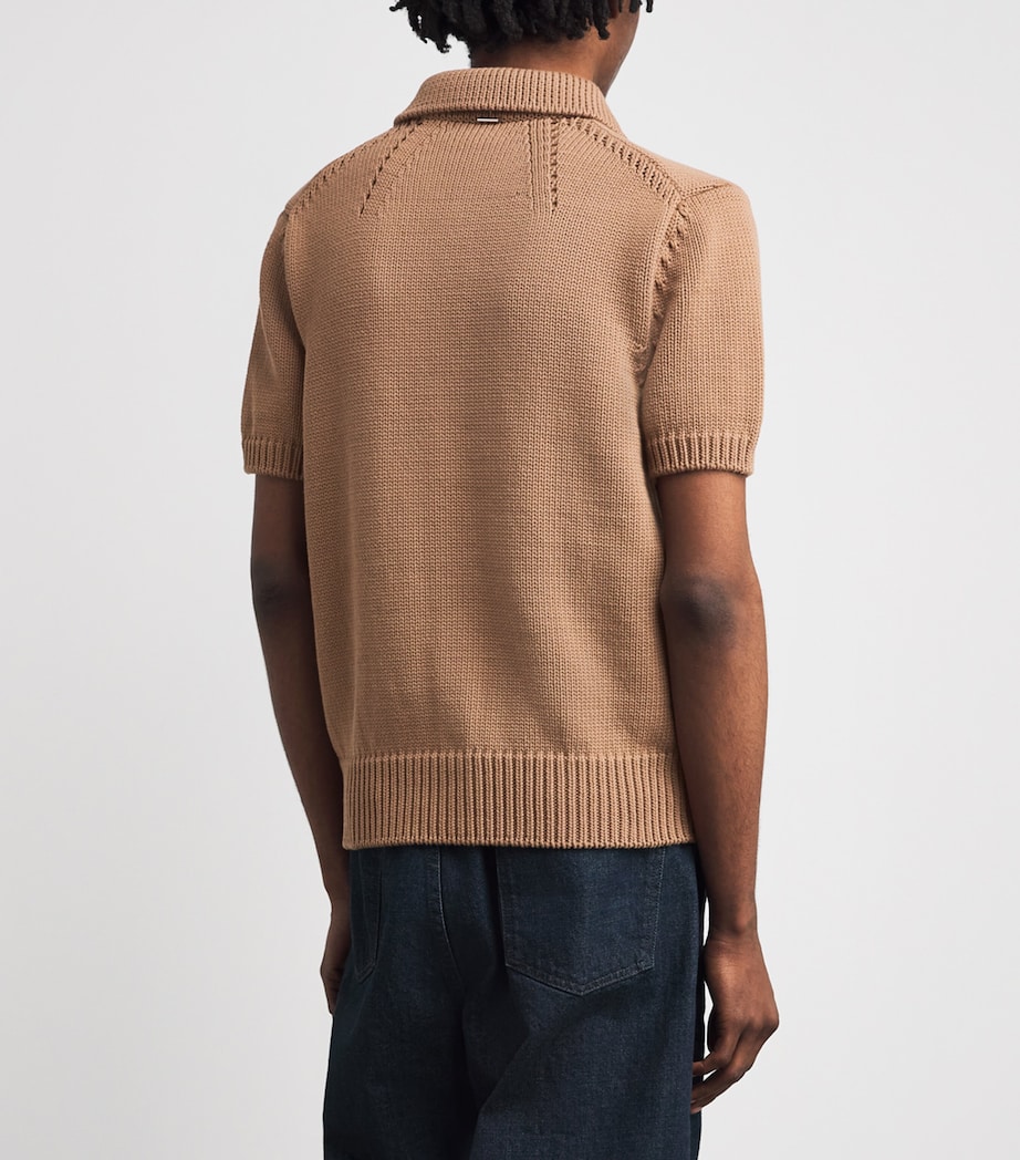 System Mens Cotton-Blend Collar Cardigan Camel Image 5