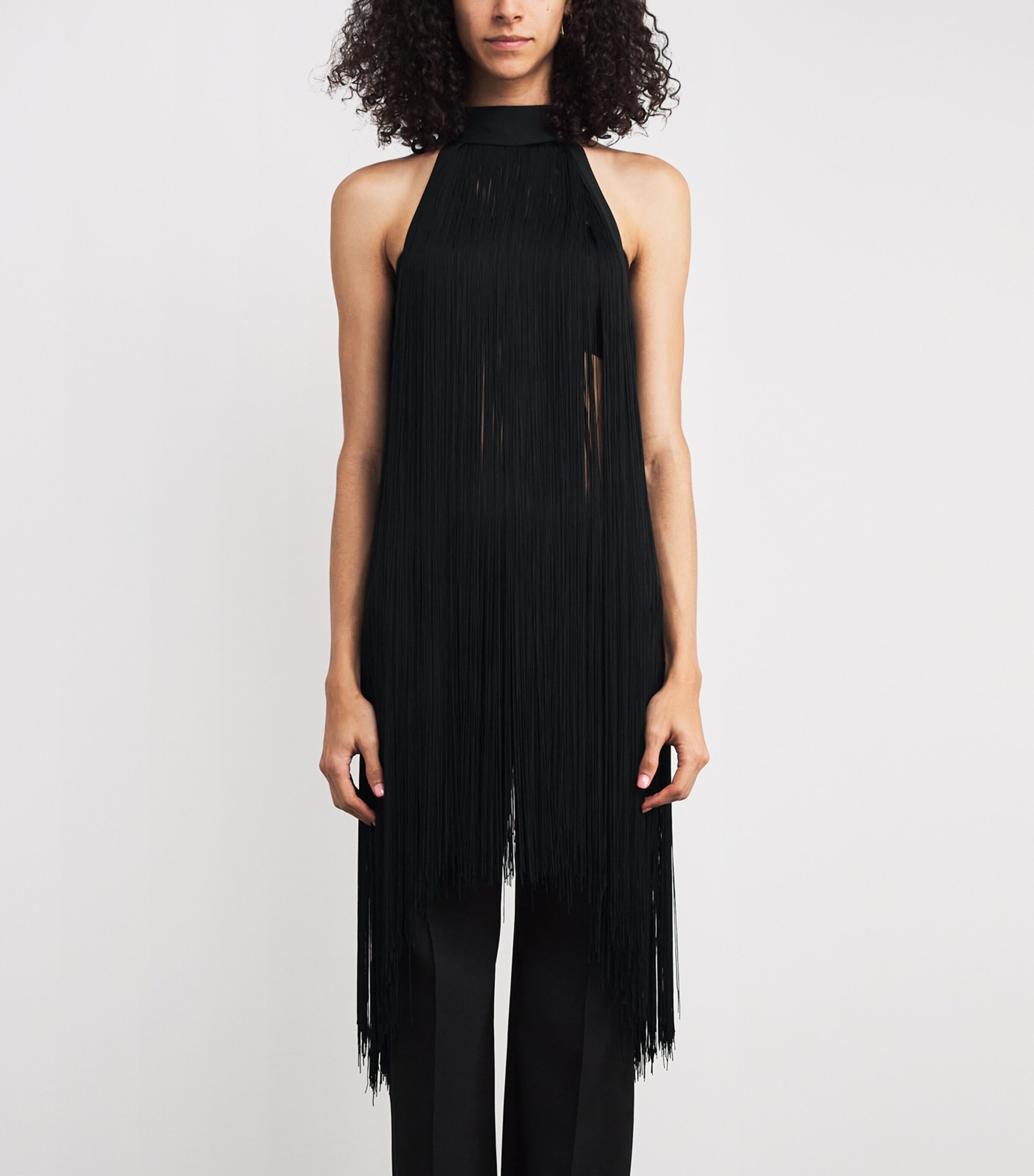 CAMILLA AND MARC Womens Fringed Zuri Halter Top Dblk Black Image 3