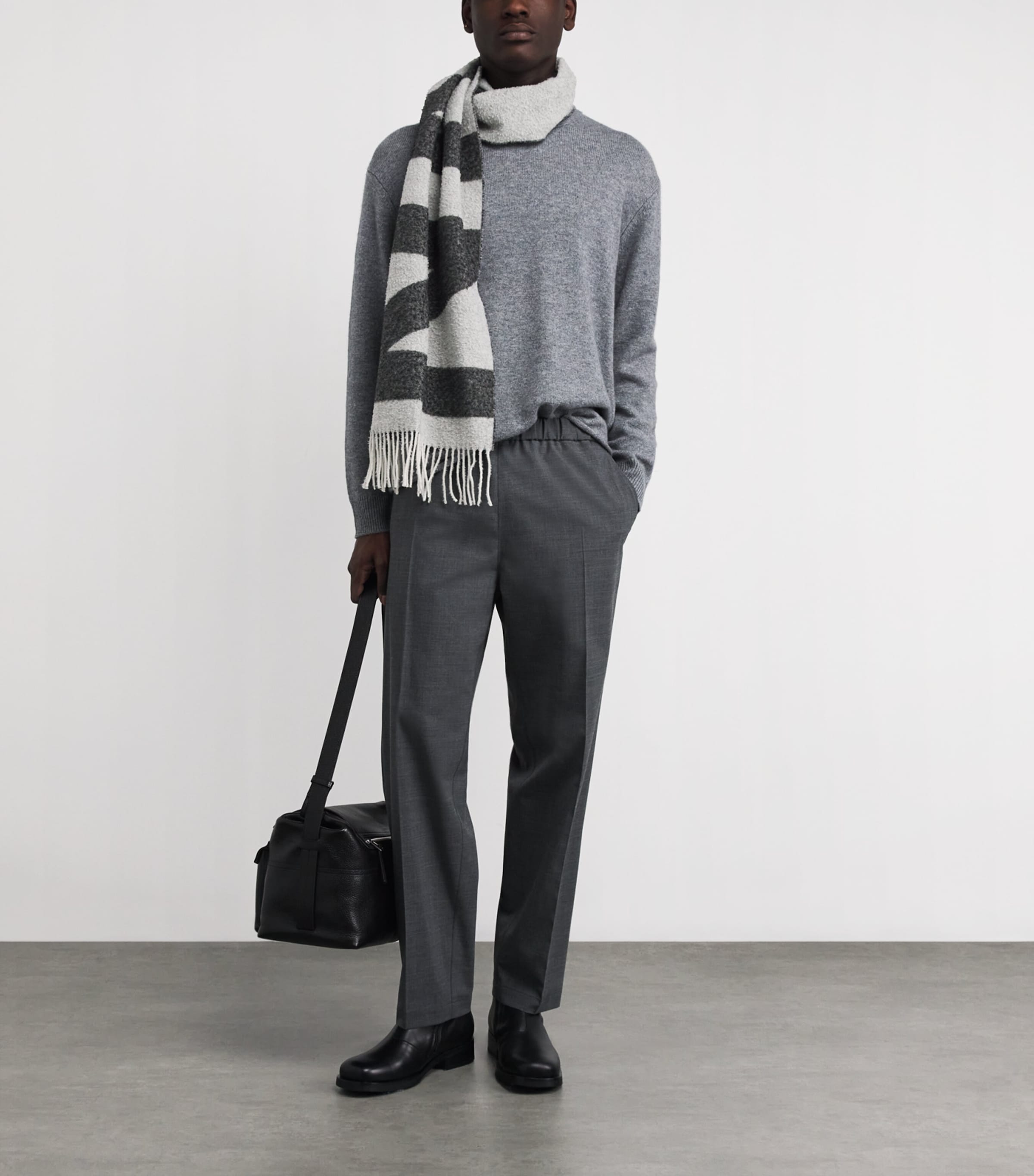 Wool-Blend Logo Scarf BLACK MULTI Image 2