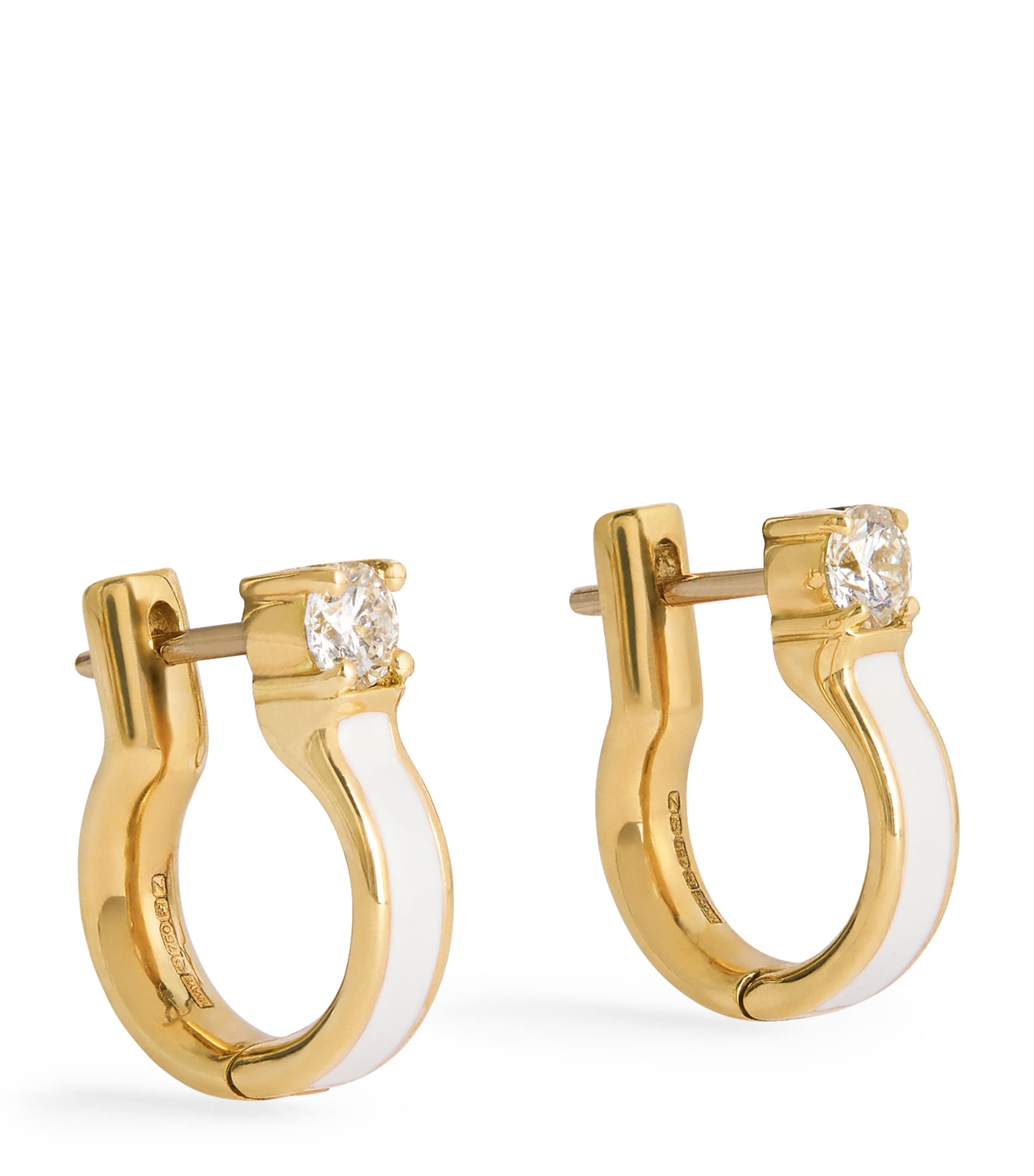 Melissa Kaye Yellow Gold, Diamond And Enamel Honey Hoop Earrings In Gold