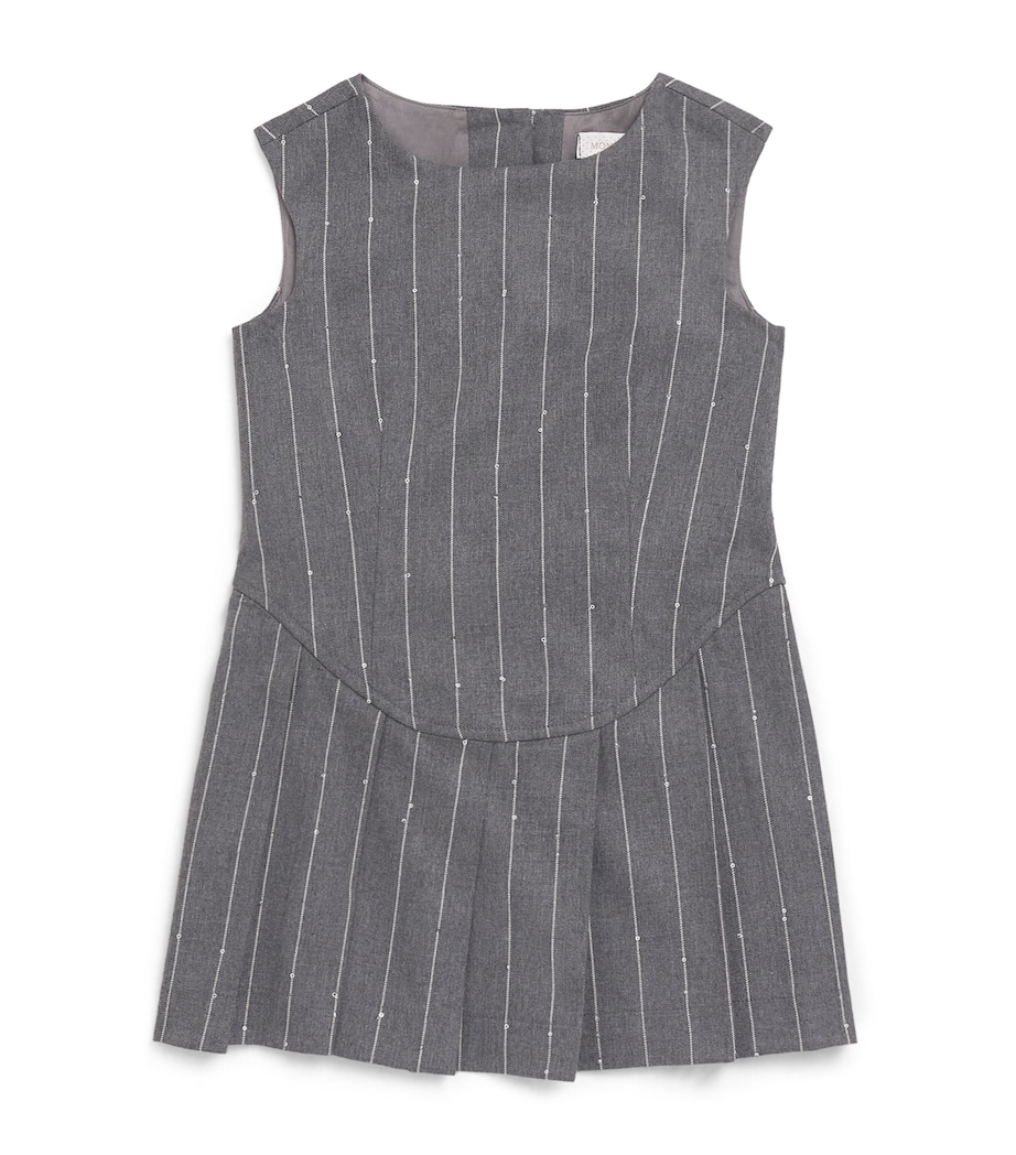 Monnalisa Pinstripe Levantina Dress (4-14 Years) Grigio Medio Image 1
