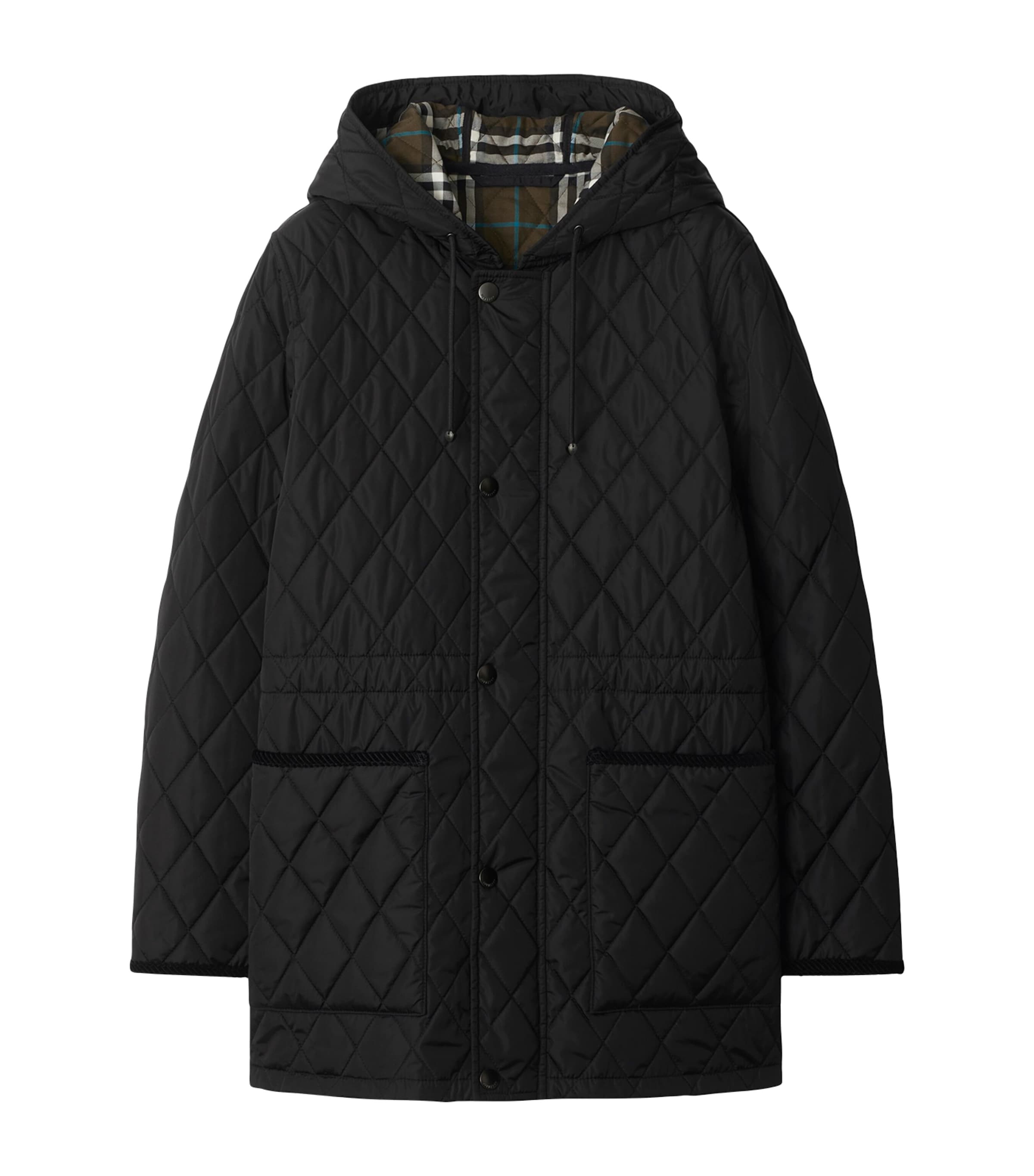 Burberry Quilted Corduroy-trim Parka In Black